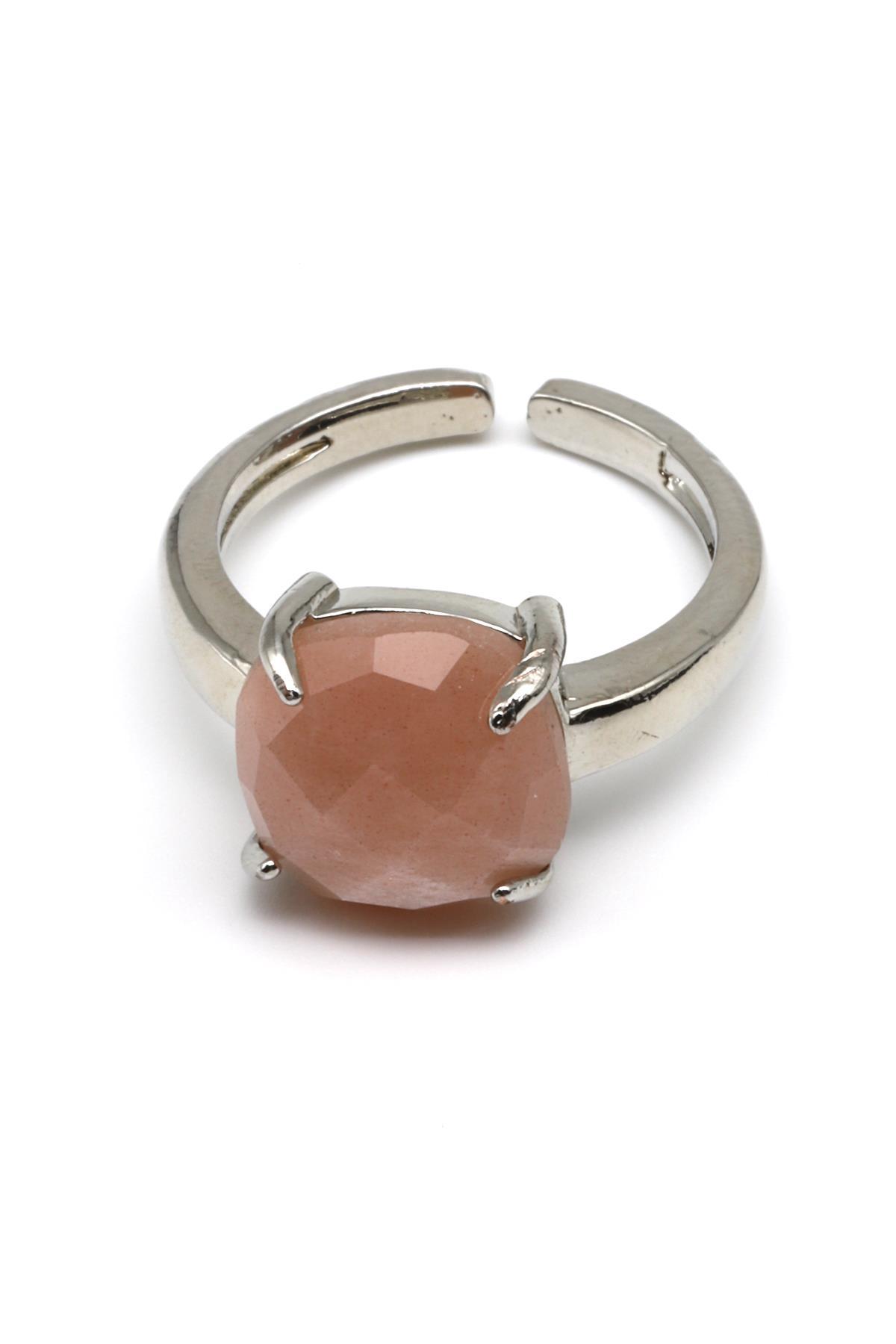 Ay Taşı Doğal Taş Ayarlanabilir Yüzük