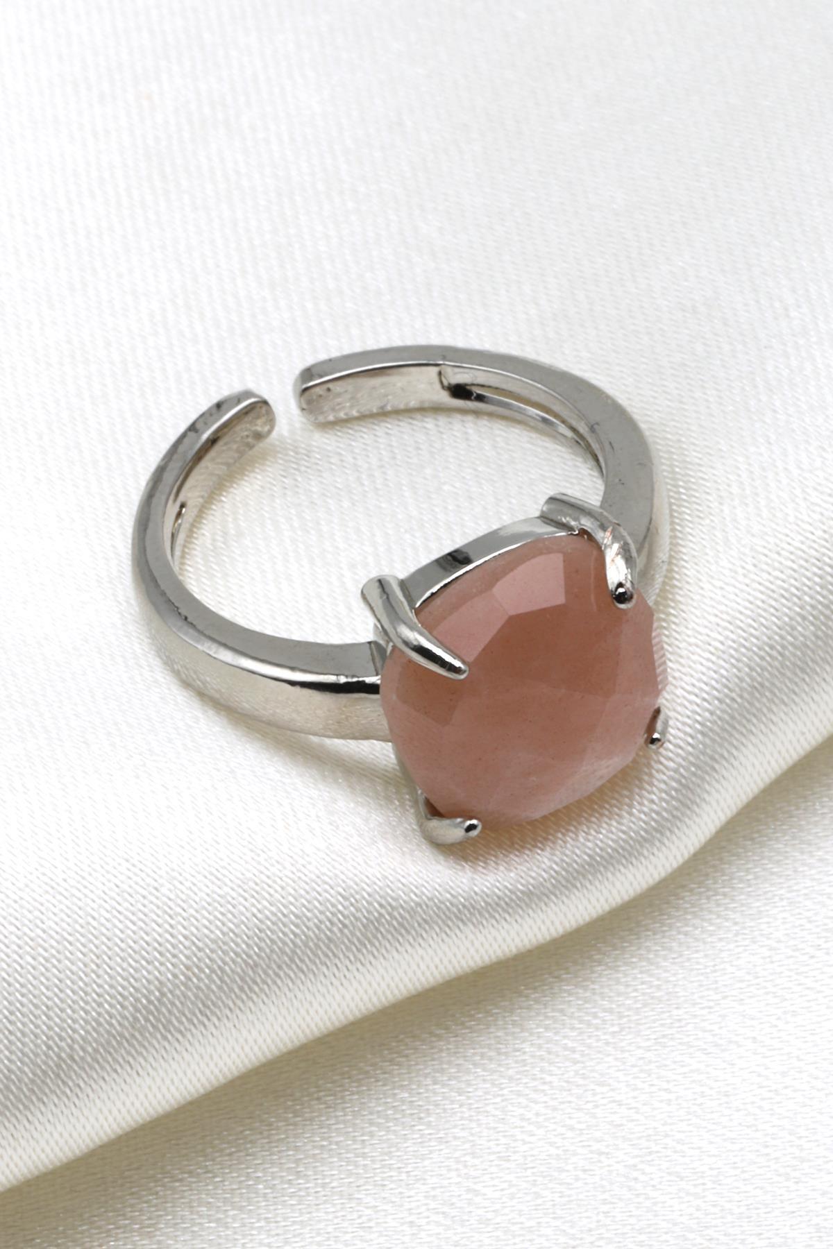 Ay Taşı Doğal Taş Ayarlanabilir Yüzük