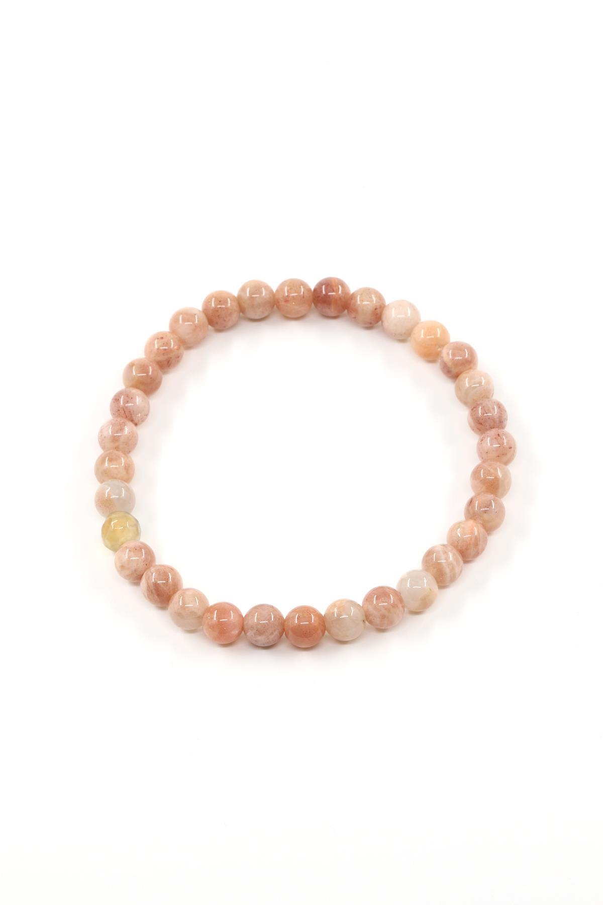 Ay Taşı Doğal Taş Bileklik 6 mm Küre Kesim