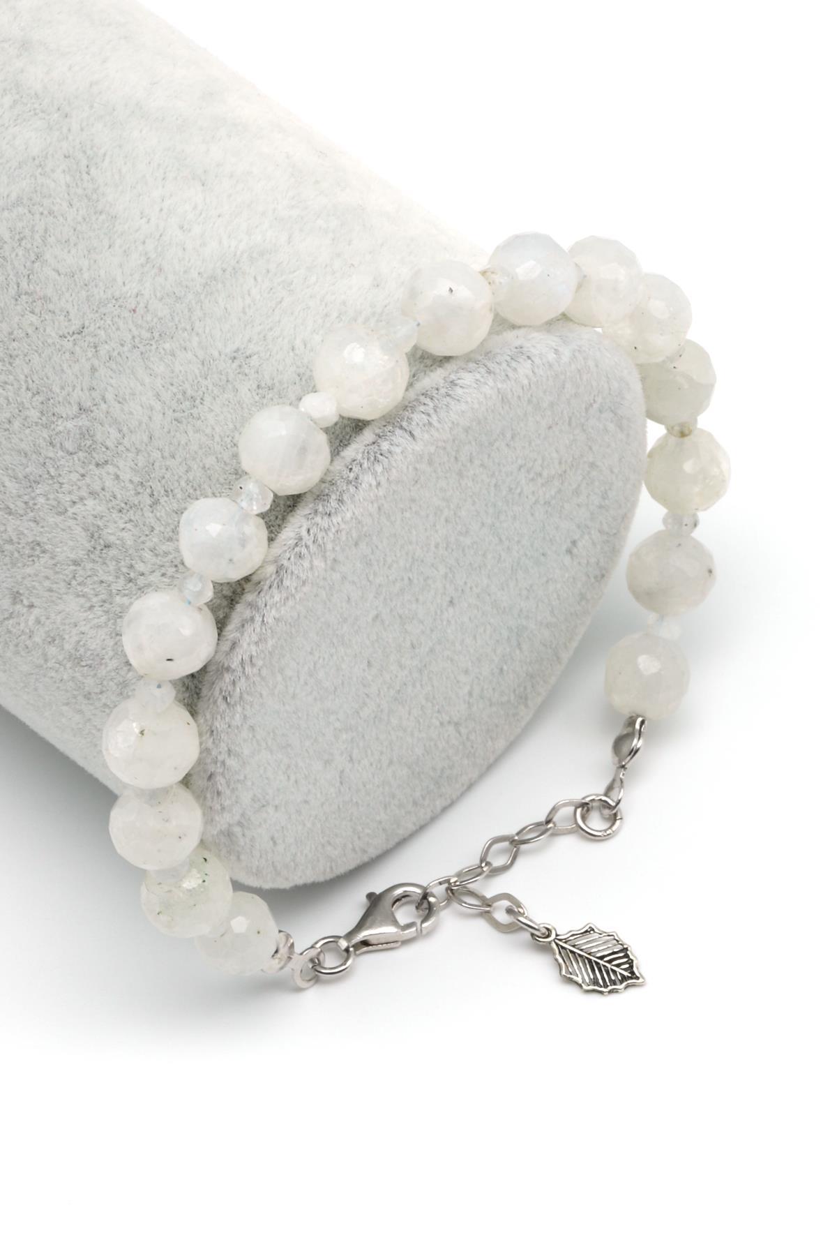 Ay Taşı Doğal Taş Bileklik 7 mm Fasetli Küre Kesim