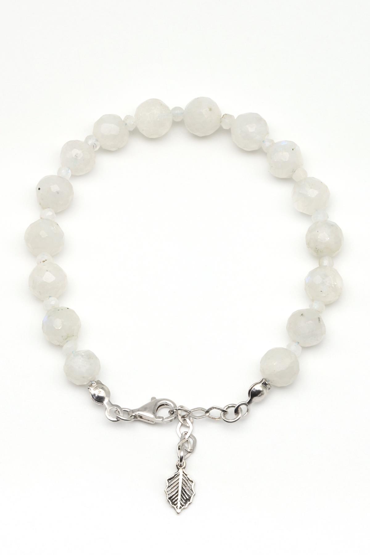 Ay Taşı Doğal Taş Bileklik 7 mm Fasetli Küre Kesim