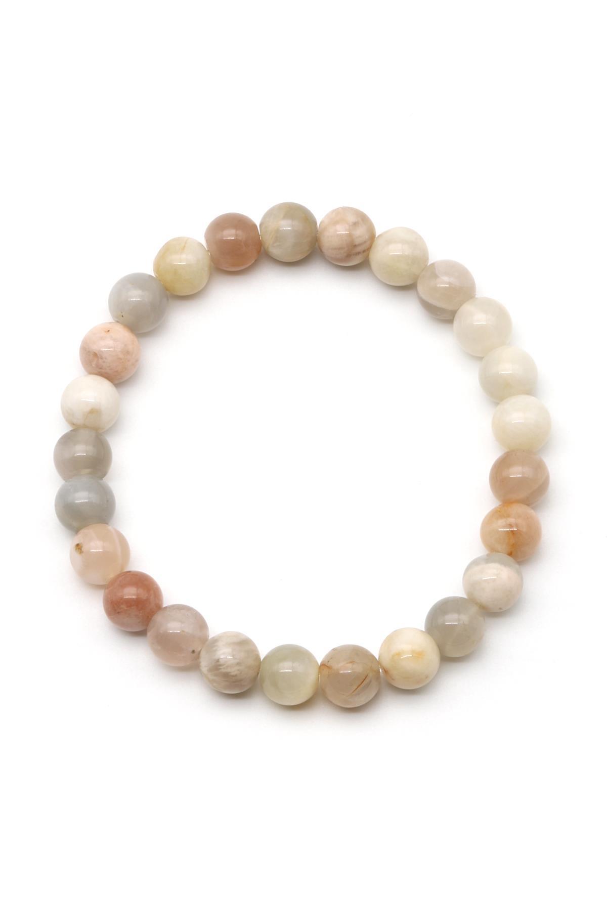 Ay Taşı Doğal Taş Bileklik 8 mm Küre Kesim