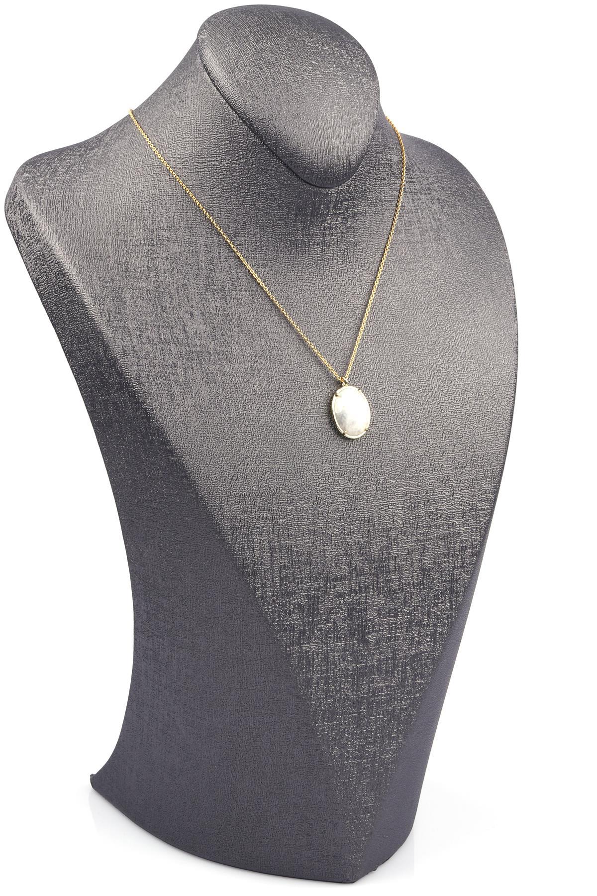 Ay Taşı Doğal Taş Gold Renkli Kolye