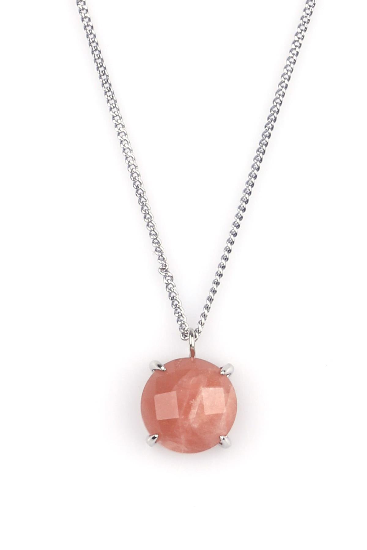 Ay Taşı Doğal Taş Gold Renkli Kolye