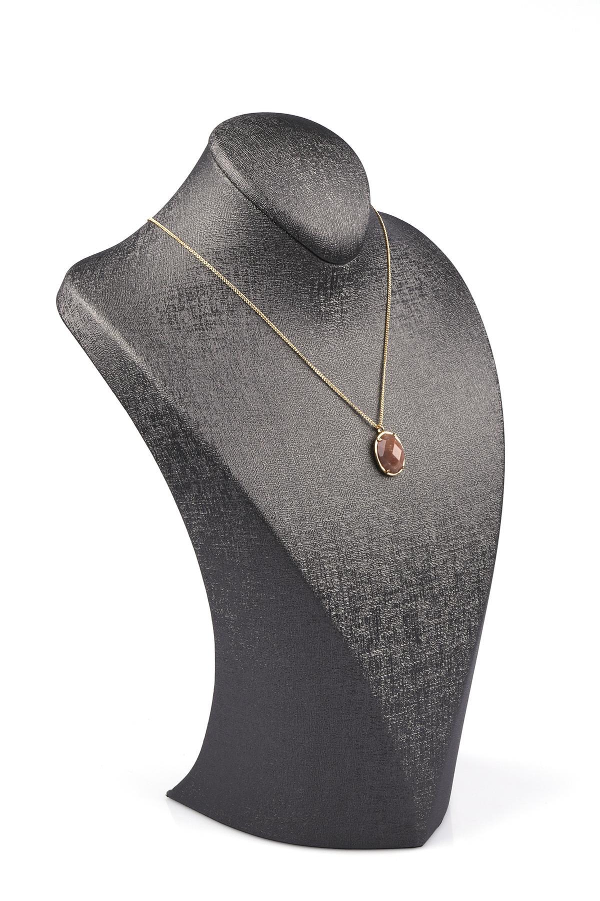 Ay Taşı Doğal Taş Gold Renkli Kolye