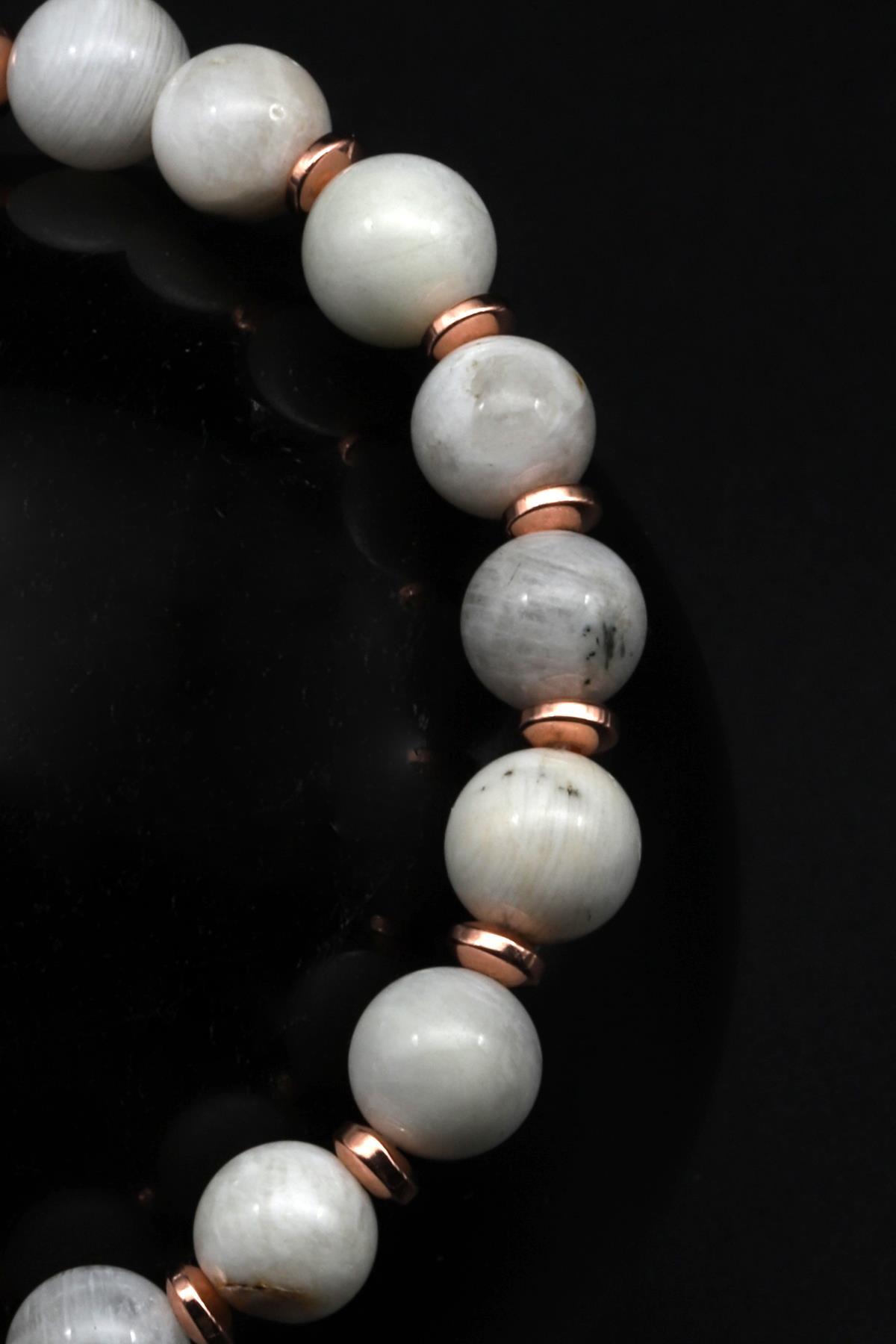 Ay Taşı Doğal Taş Makrome Örme Bileklik