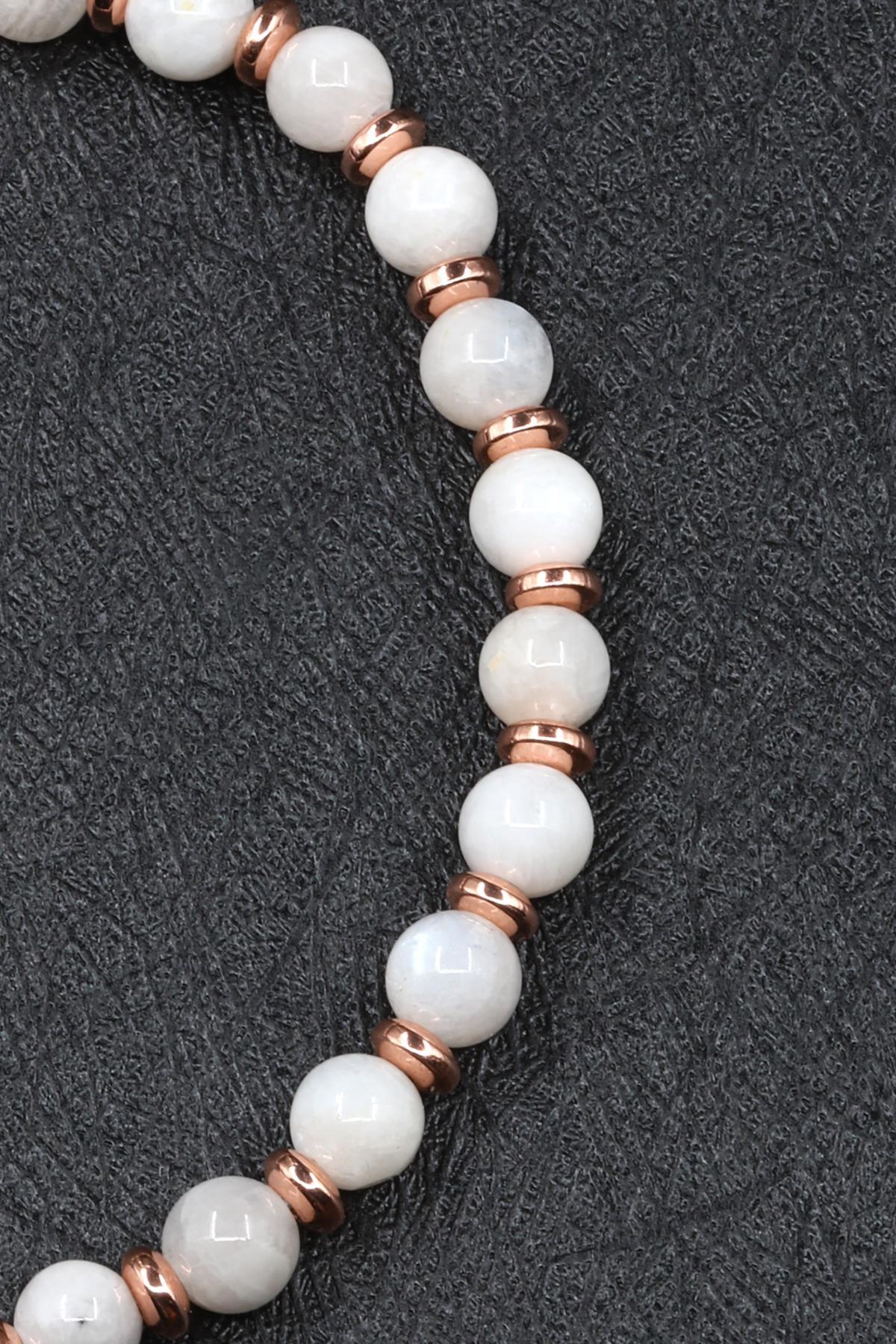 Ay Taşı Doğal Taş Makrome Örme Bileklik