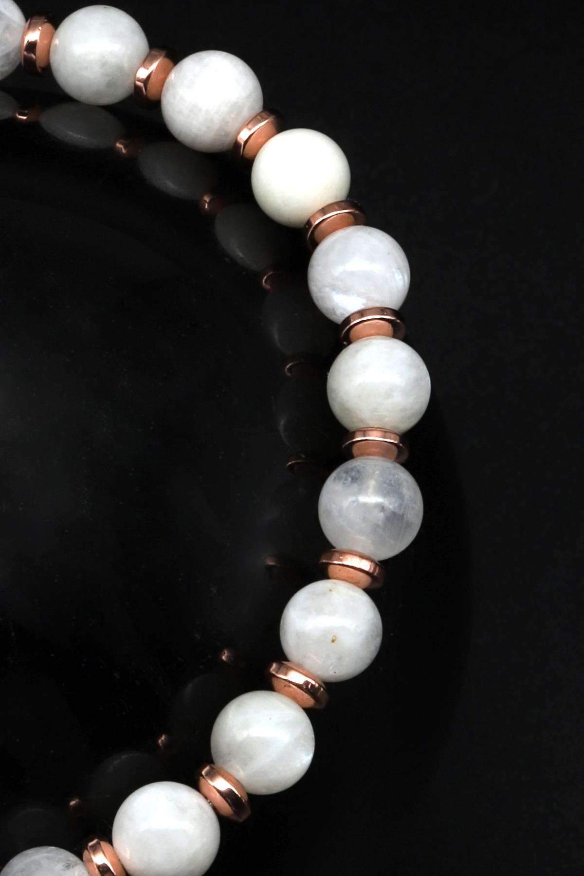 Ay Taşı Doğal Taş Makrome Örme Bileklik