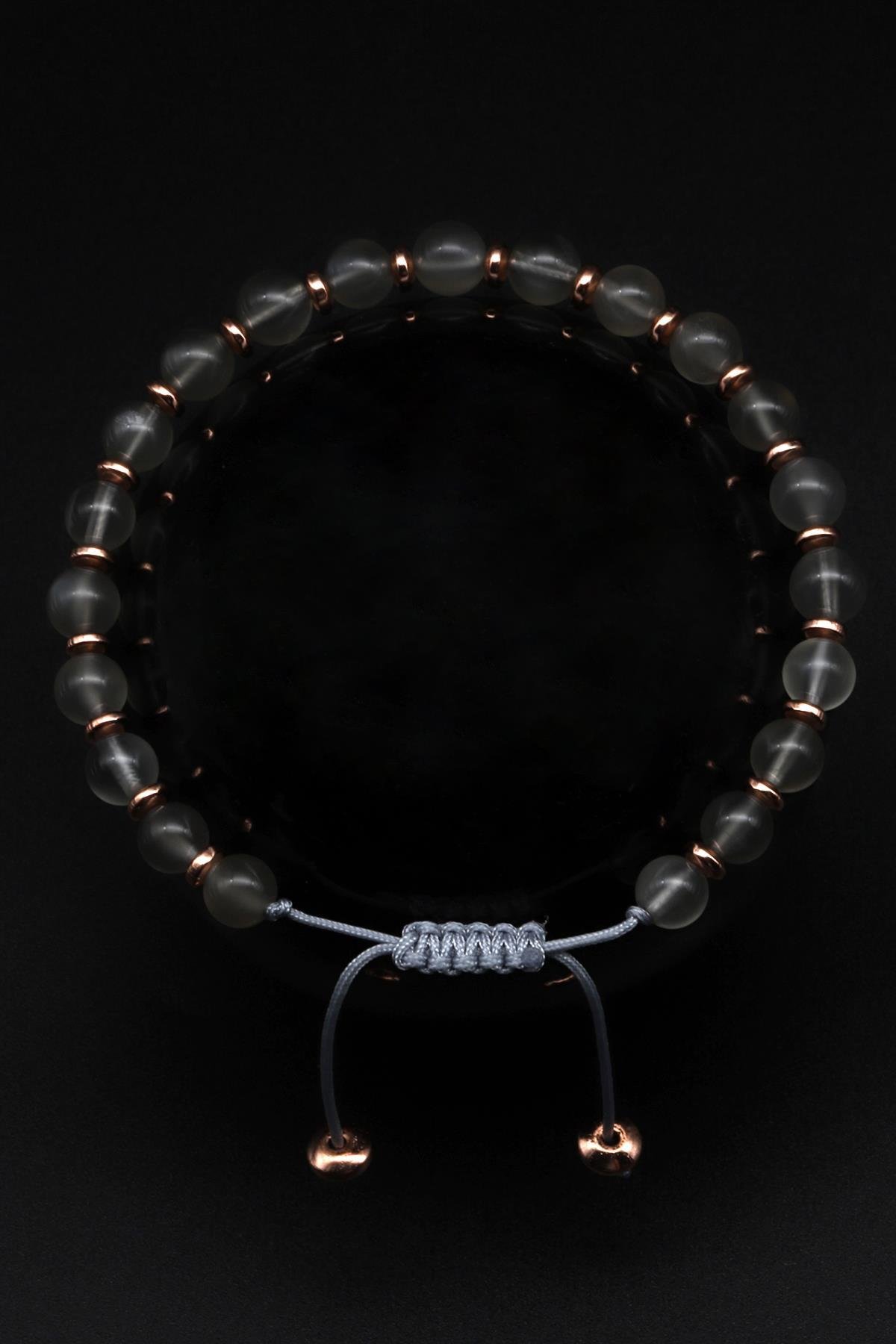 Ay Taşı Doğal Taş Makrome Örme Bileklik