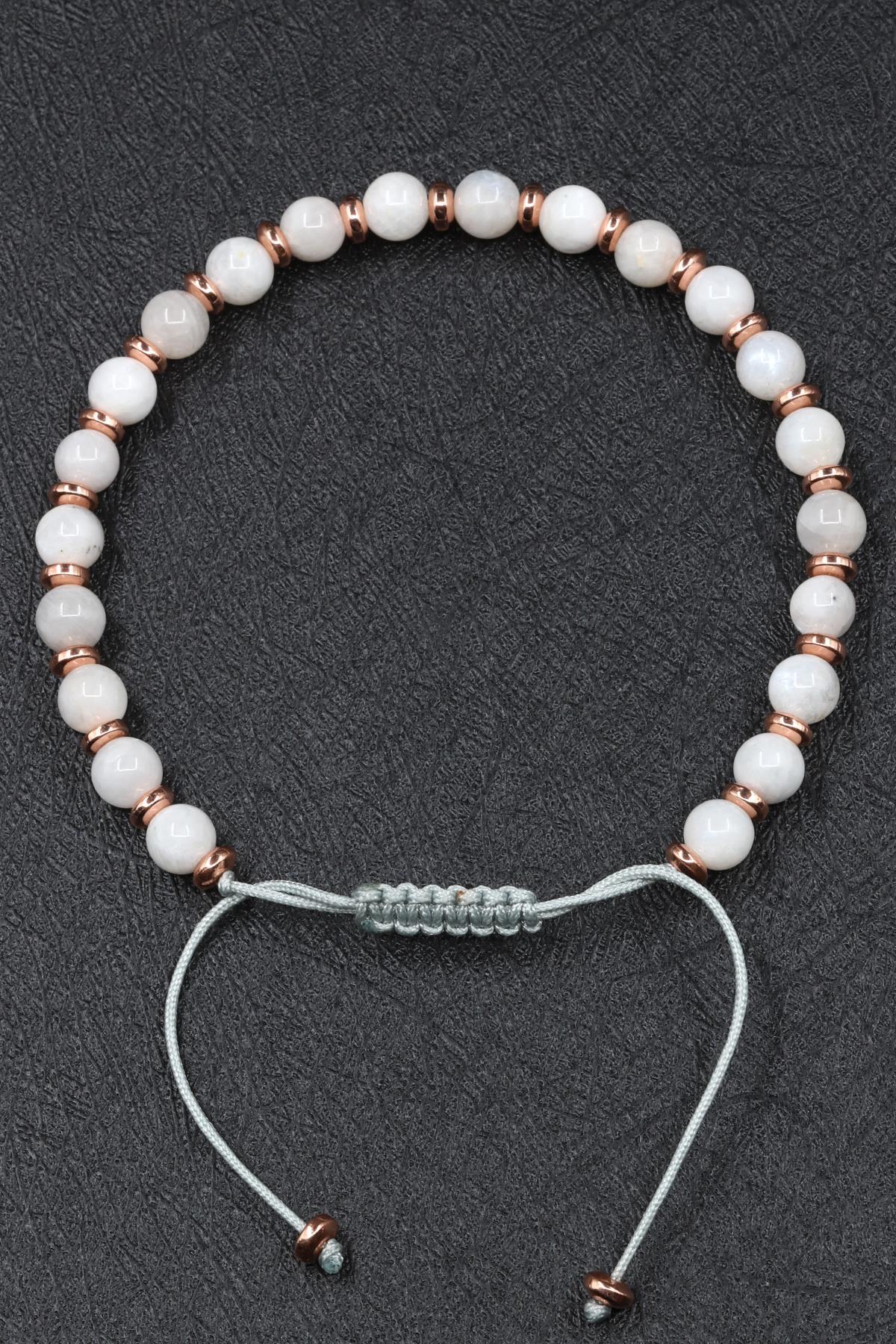 Ay Taşı Doğal Taş Makrome Örme Bileklik