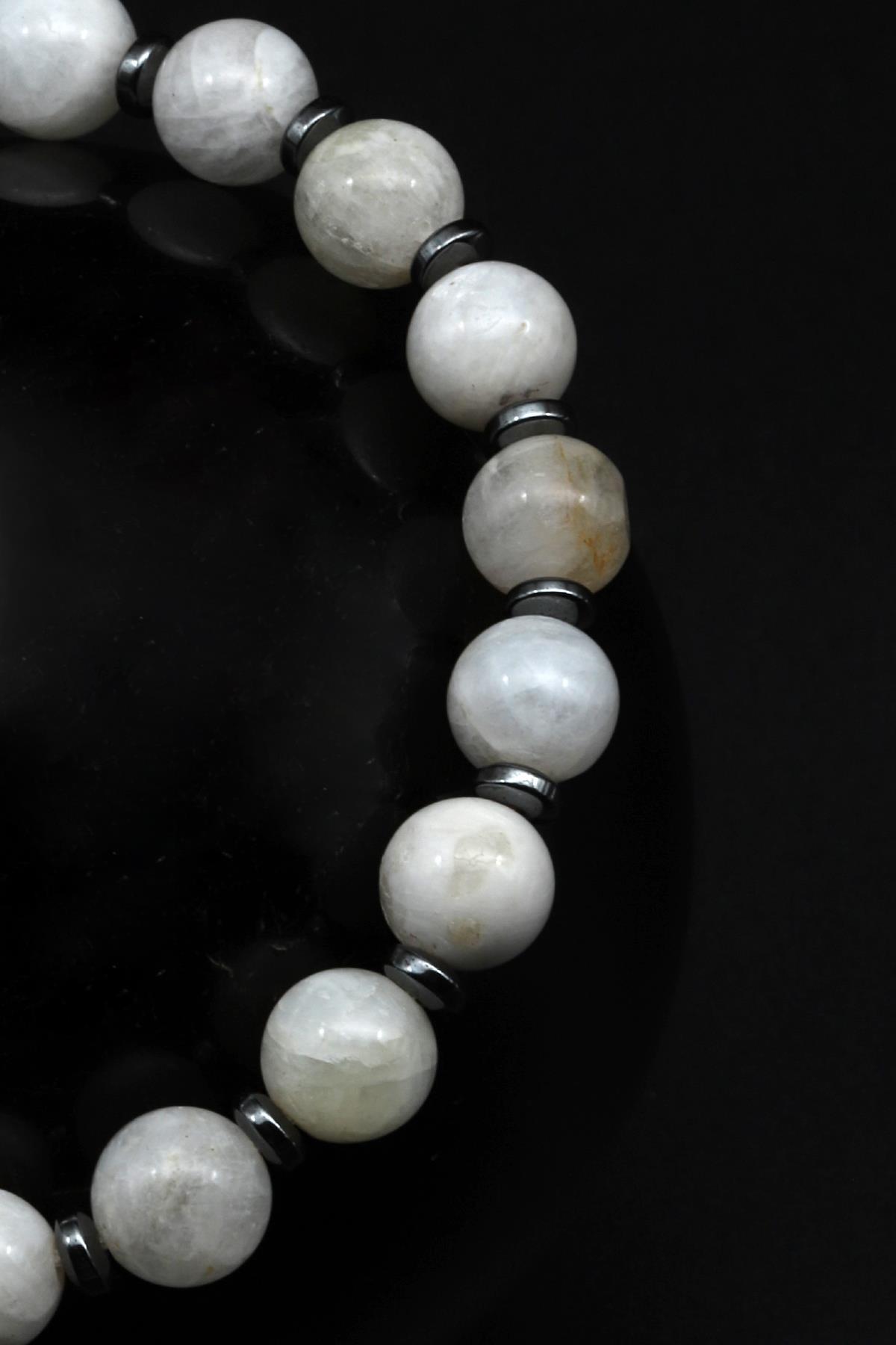 Ay Taşı Doğal Taş Makrome Örme Bileklik