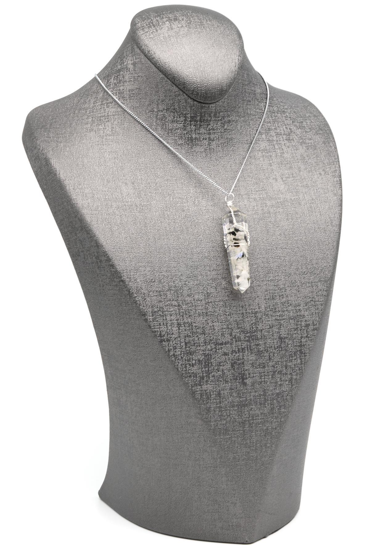 Ay Taşı Doğal Taş Tel Sarmalı Orgonit Kolye