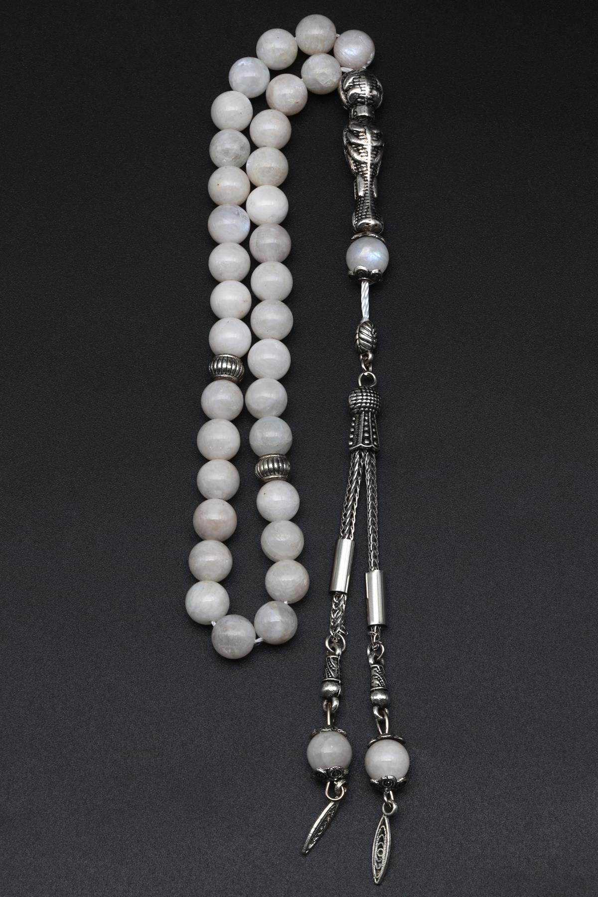 Ay Taşı Doğal Taş Tesbih 8 mm Küre Kesim