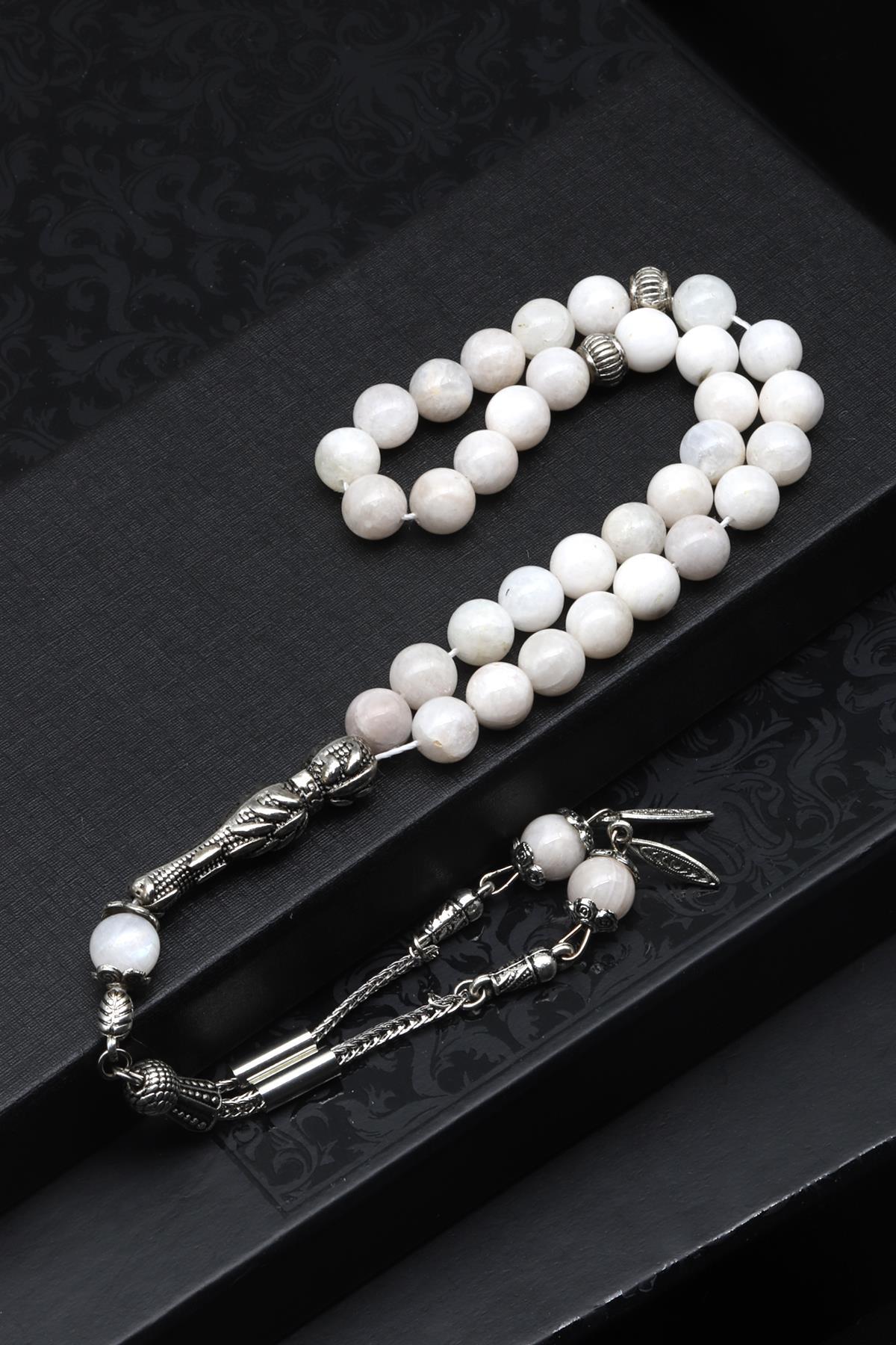 Ay Taşı Doğal Taş Tesbih 8 mm Küre Kesim