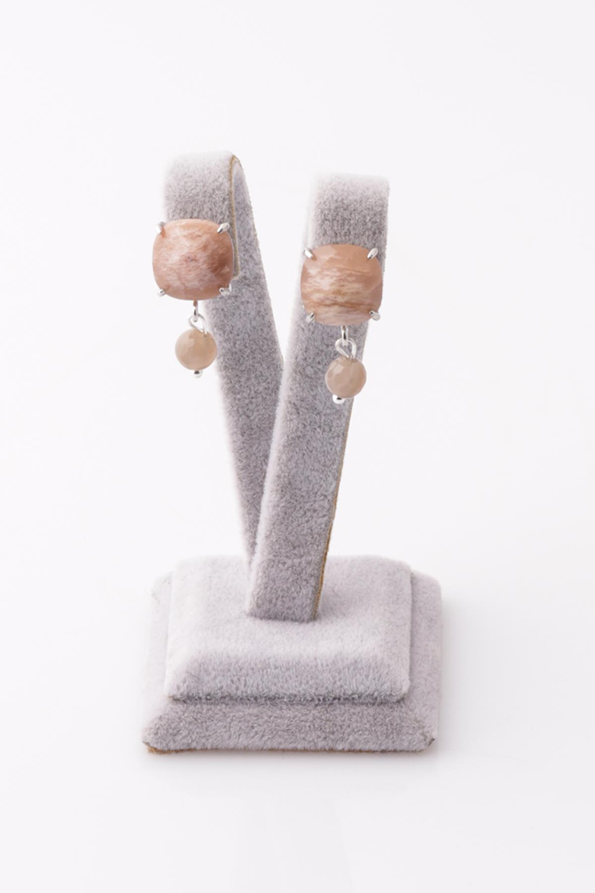 Ay Taşı - Güneş Taşı Doğal Taş Küpe