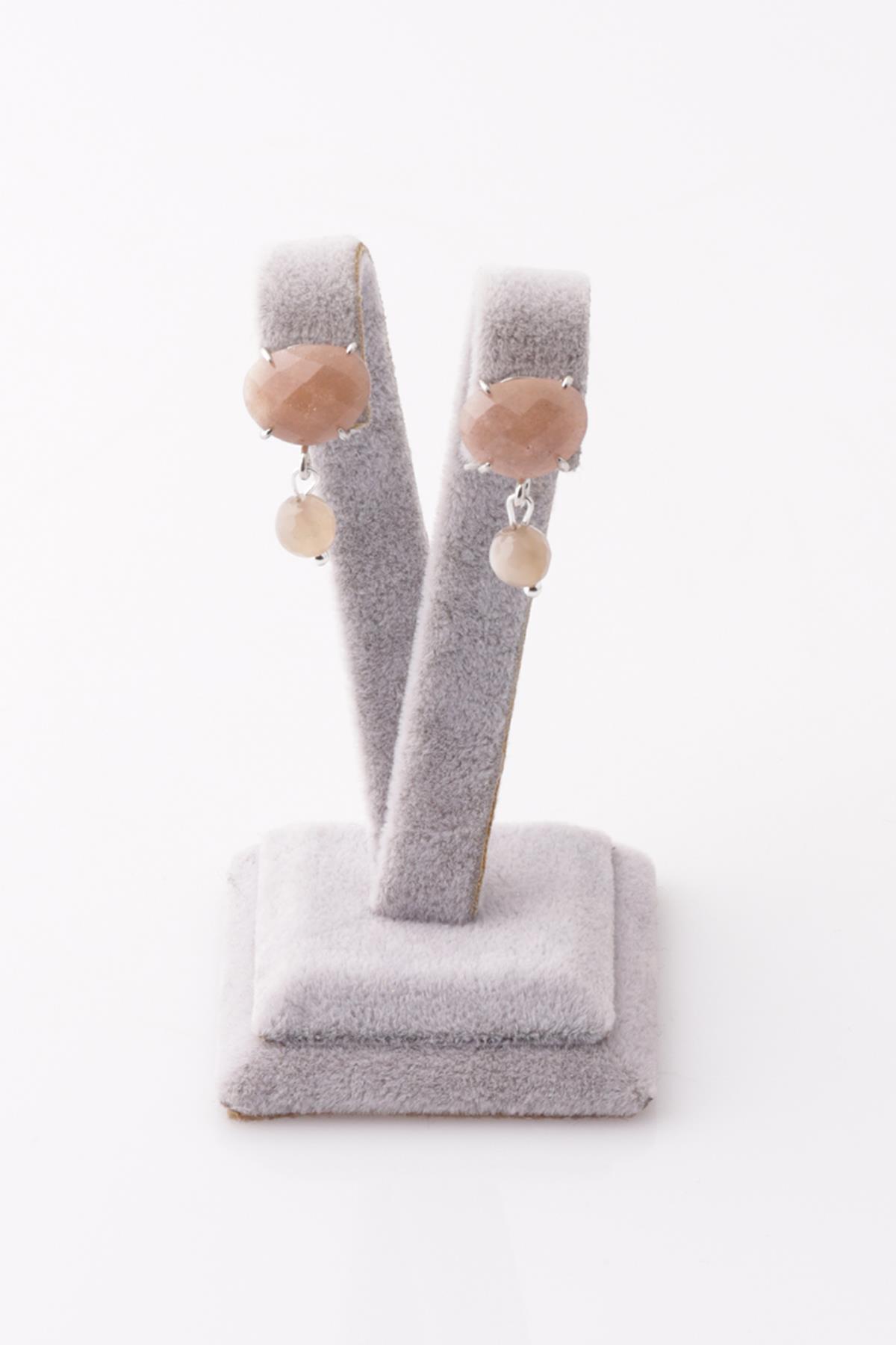 Ay Taşı - Güneş Taşı Doğal Taş Küpe