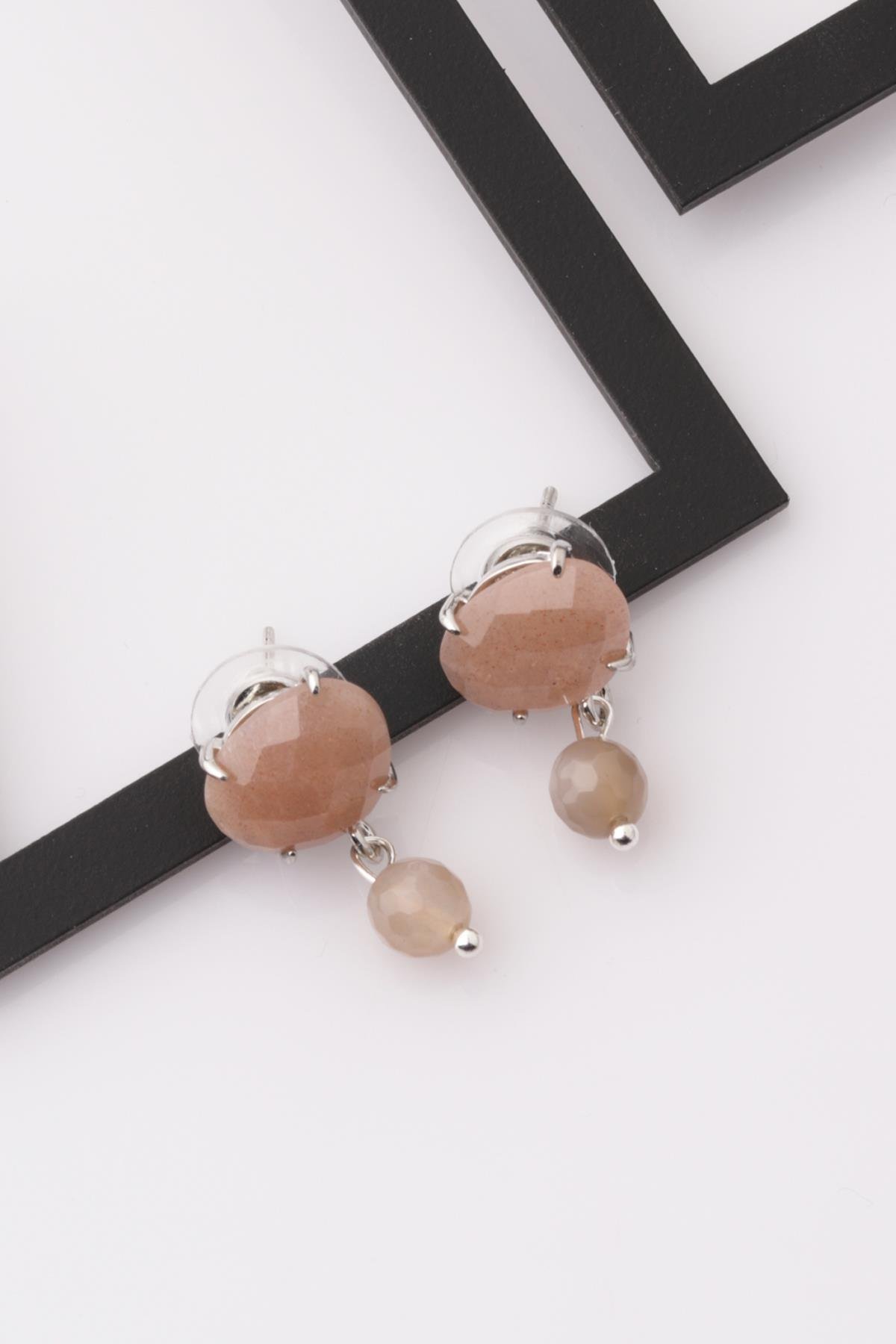 Ay Taşı - Güneş Taşı Doğal Taş Küpe