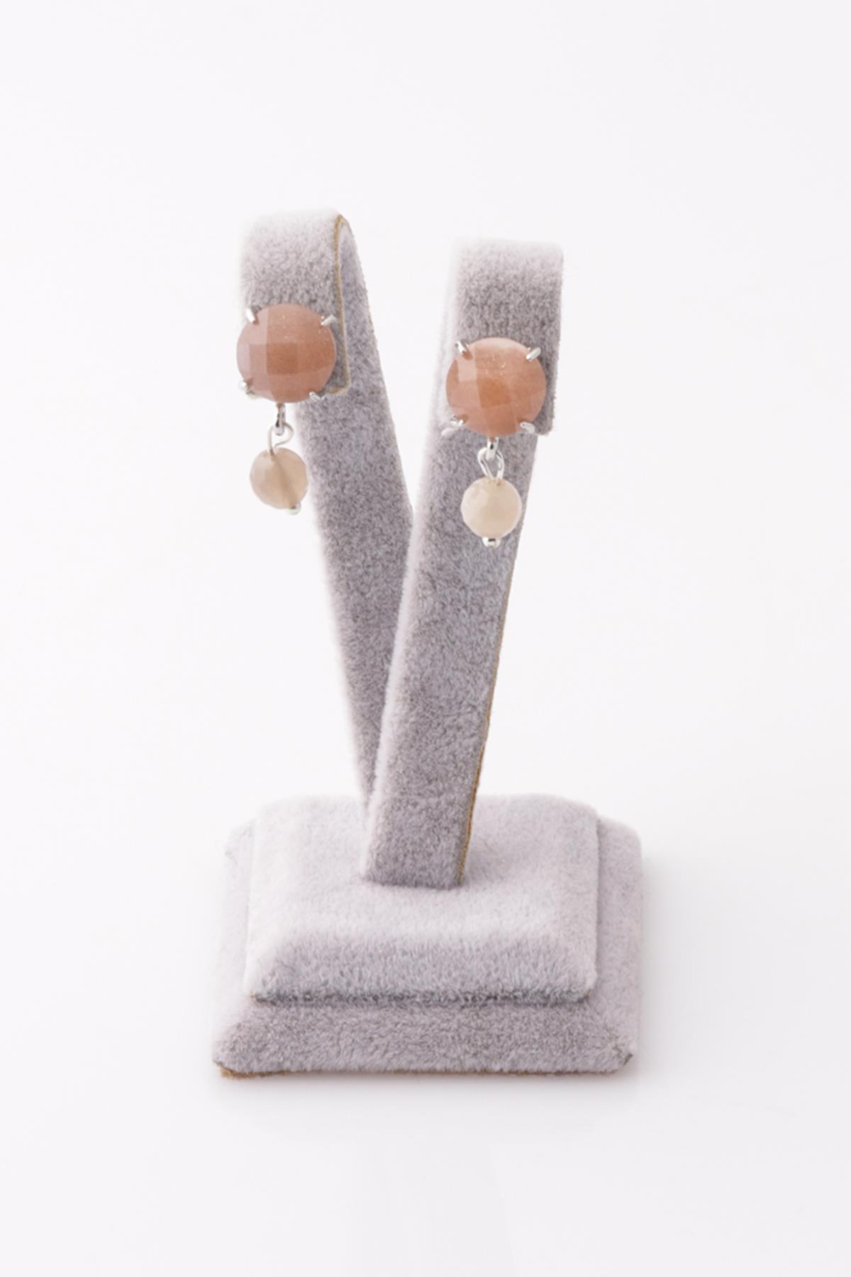 Ay Taşı - Güneş Taşı Doğal Taş Küpe