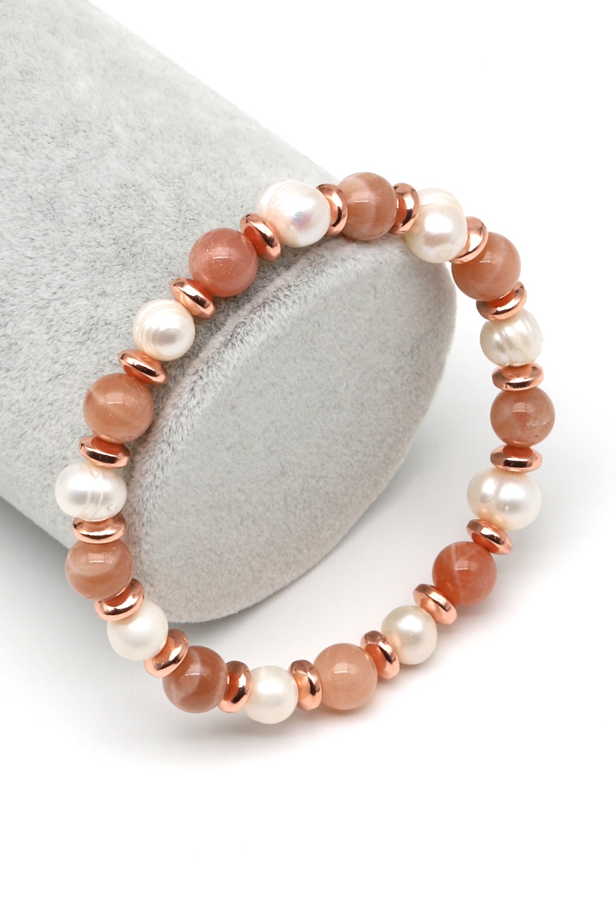 Ay Taşı-İnci Doğal Taş Bileklik 8 mm Küre Kesim - BLK-2267