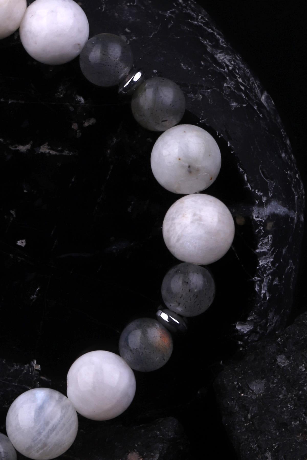 Ay Taşı - Labradorit - Hematit Doğal Taş Tasarım Bileklik