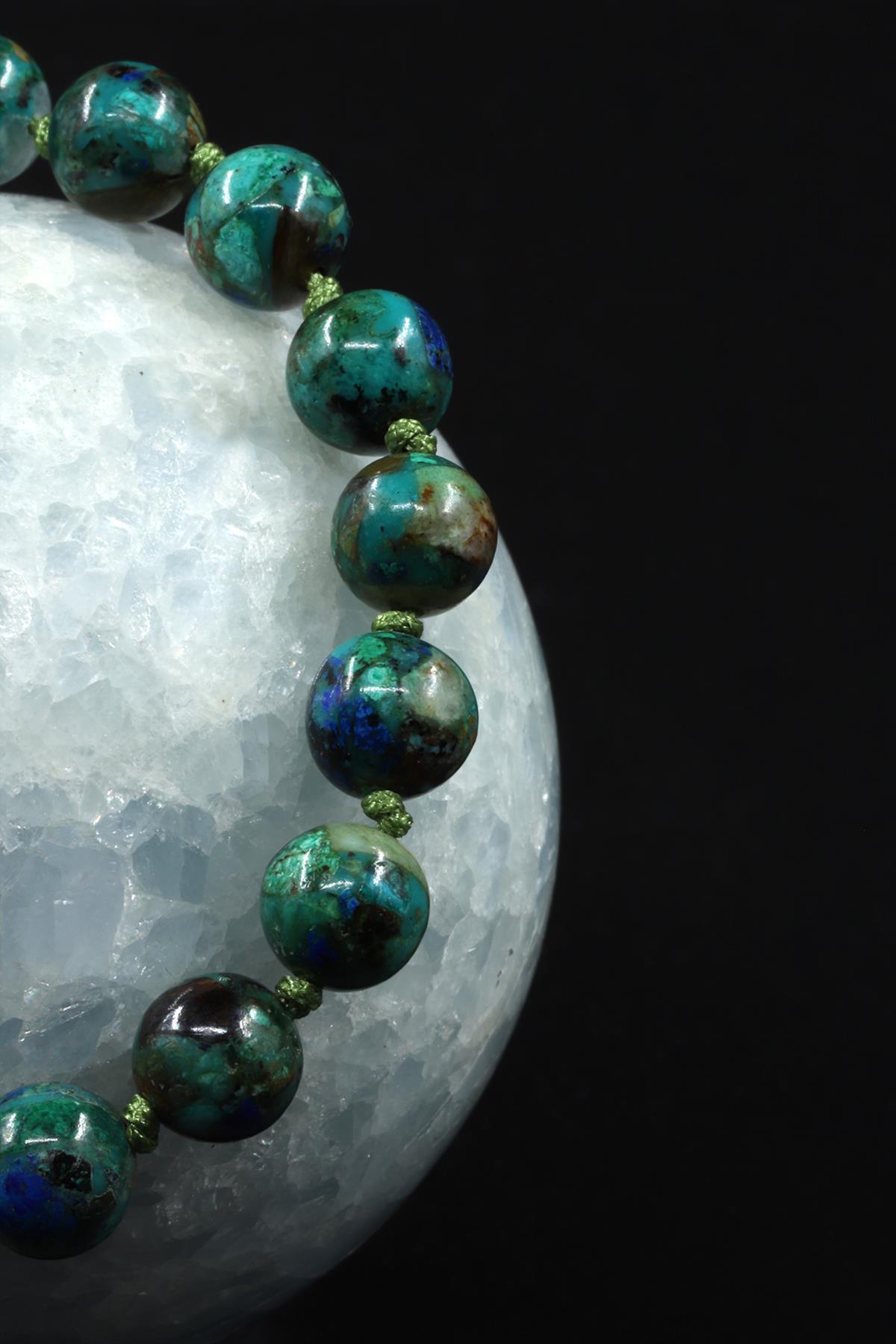 Azurit Doğal Taş Makrome Örme Bileklik