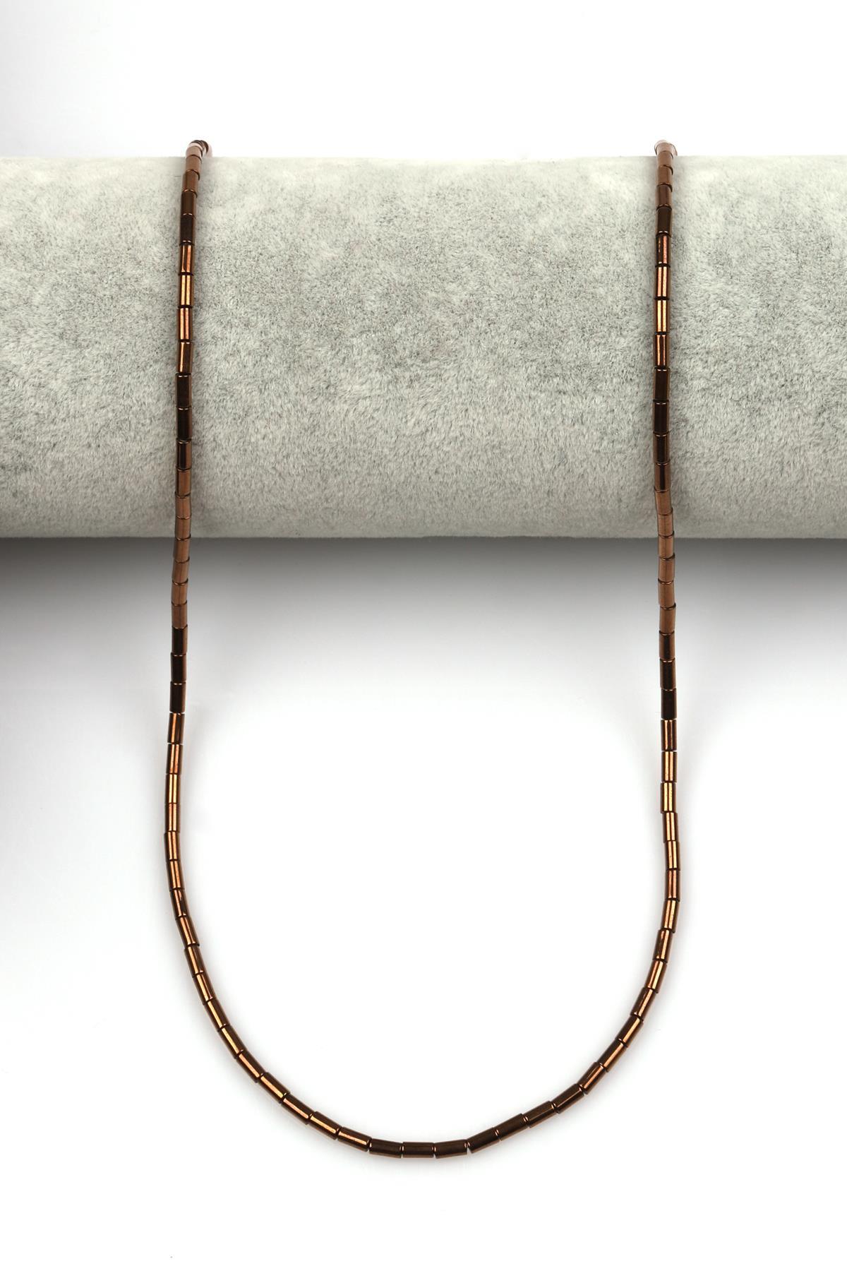 Bakır Renk Hematit Dizi 2 x 4 mm Boru Kesim