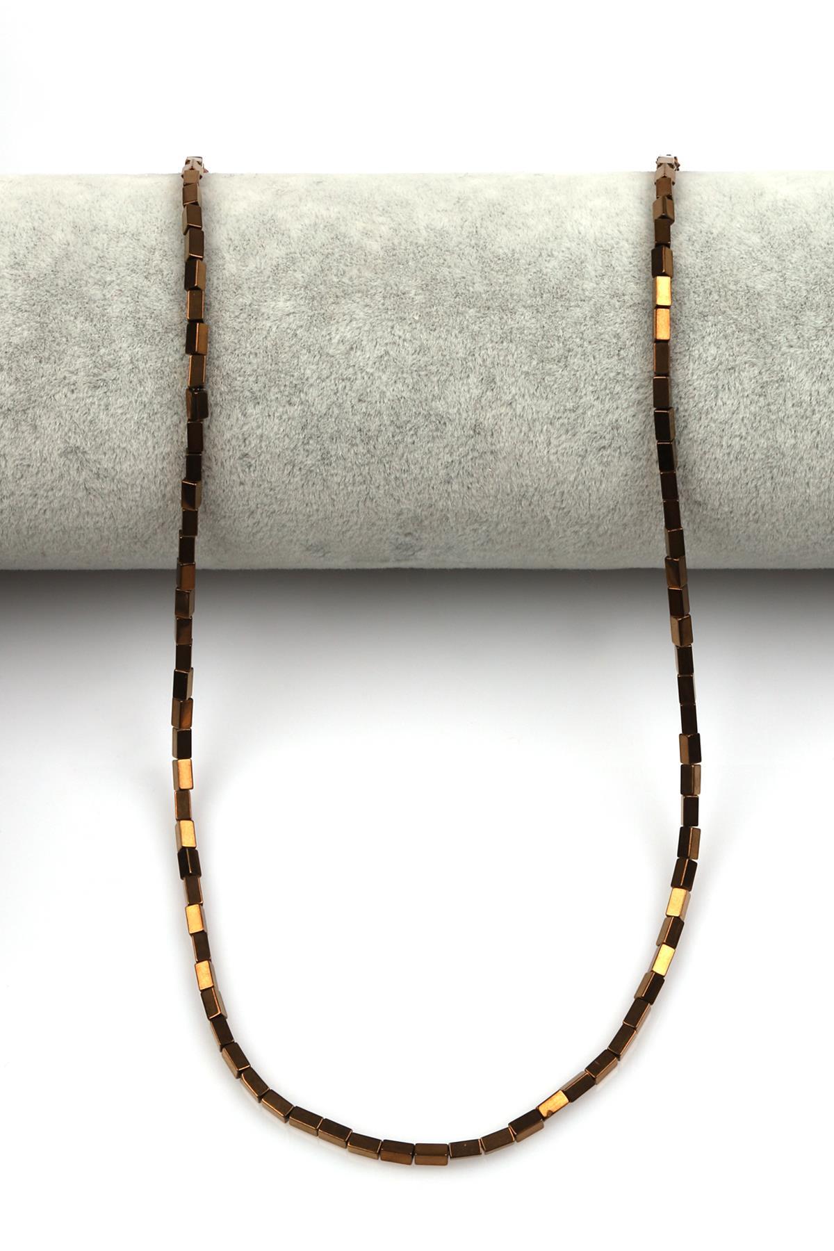 Bakır Renk Hematit Dizi 2 x 4 mm Boru Kesim