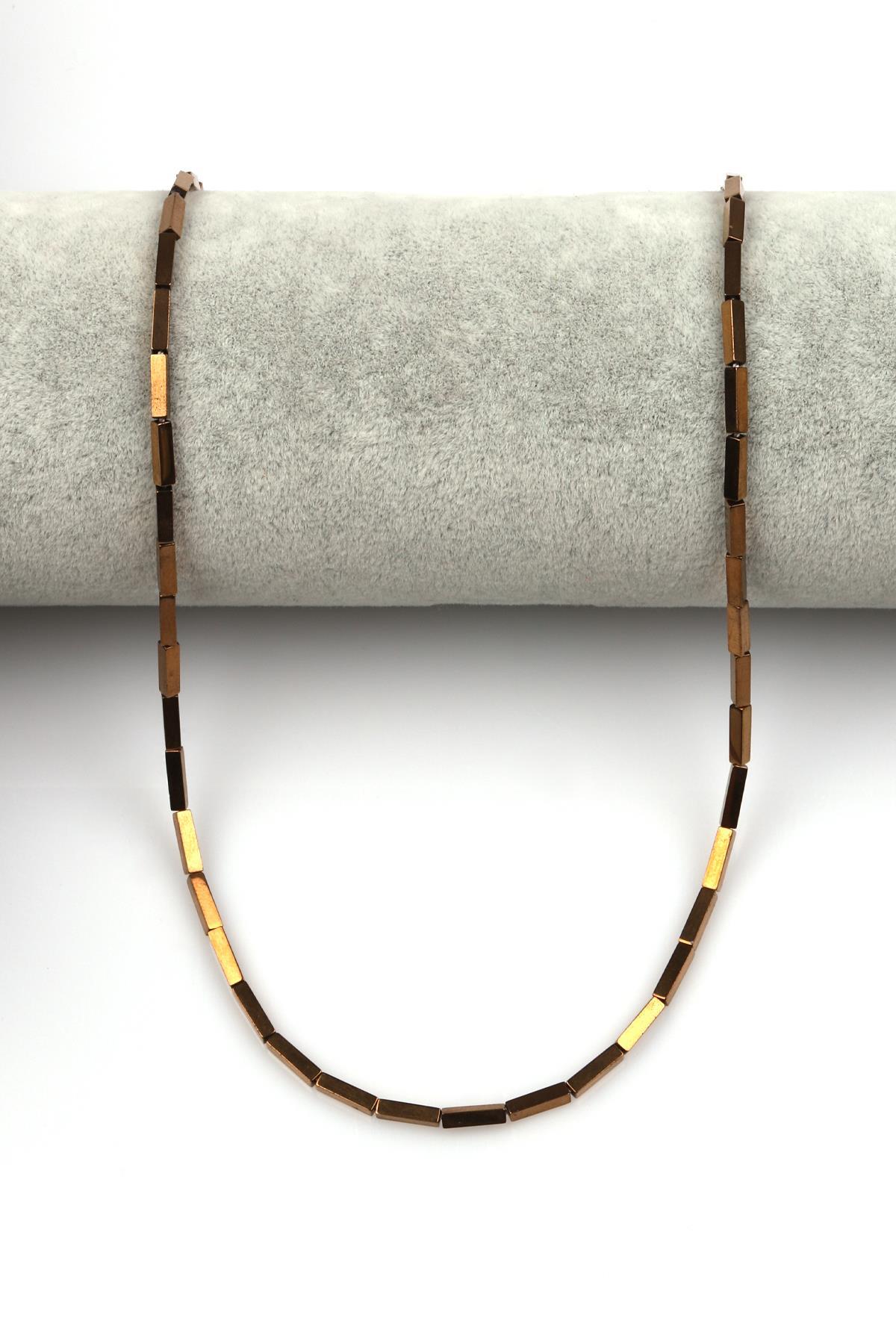 Bakır Renk Hematit Dizi 2 x 8 mm Boru Kesim