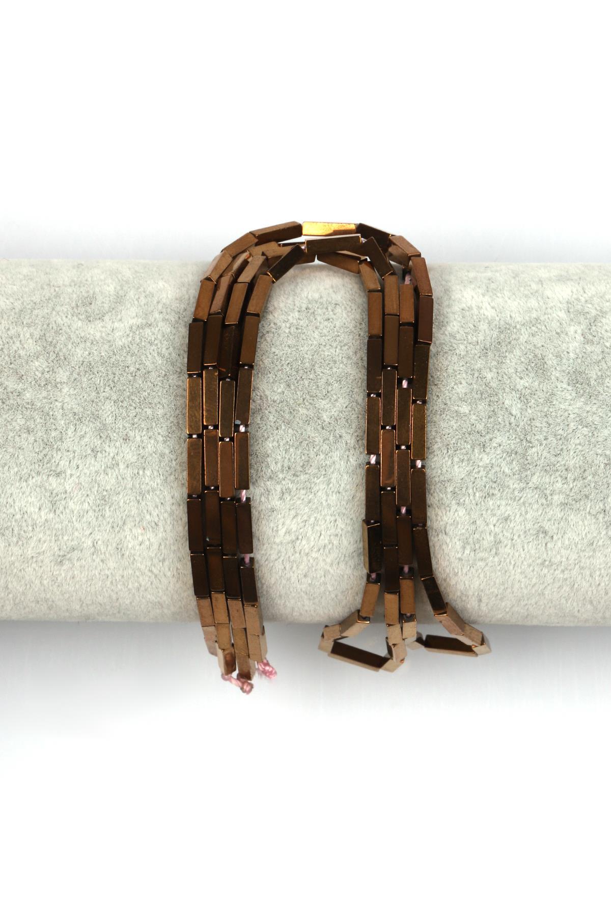 Bakır Renk Hematit Dizi 2 x 8 mm Boru Kesim