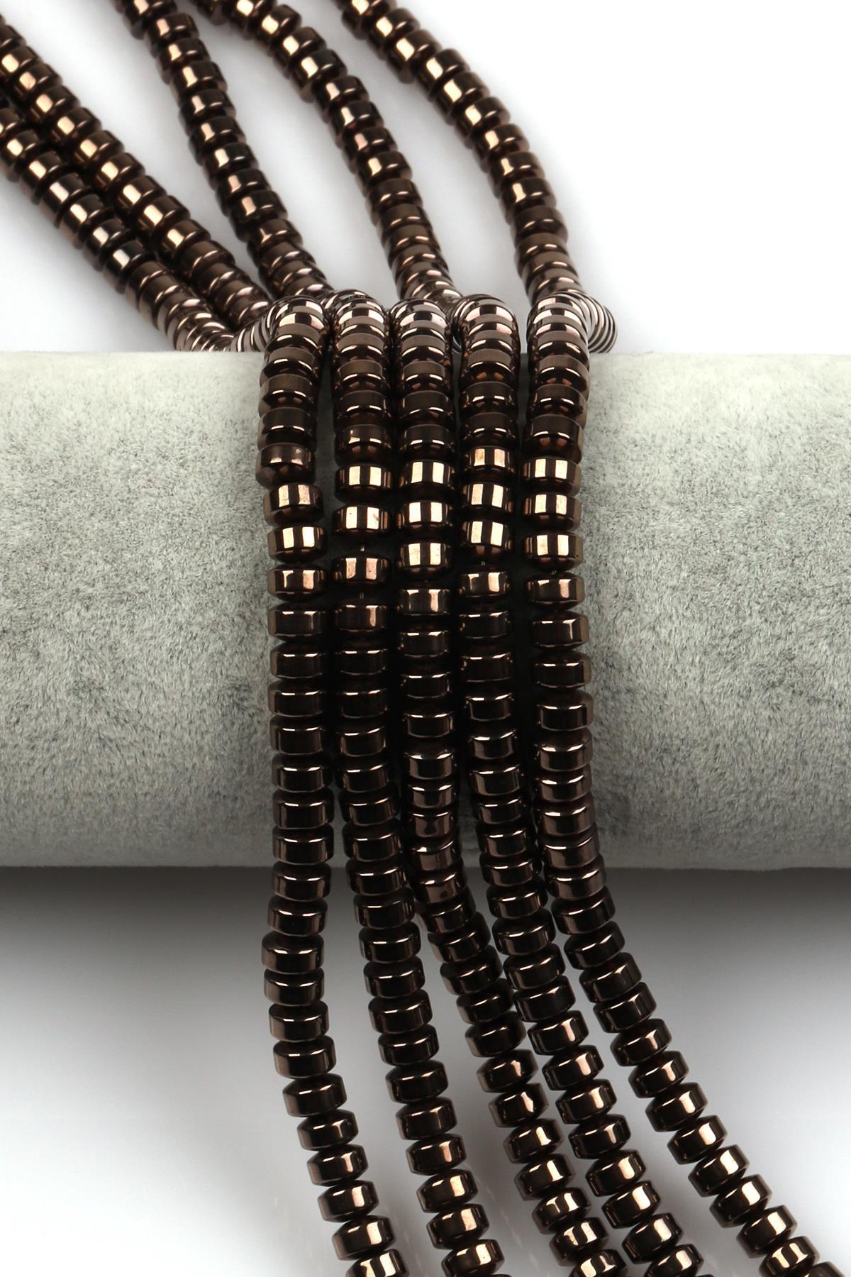 Bakır Renkli Hematit Dizi 4 x 6 mm Rondel Kesim