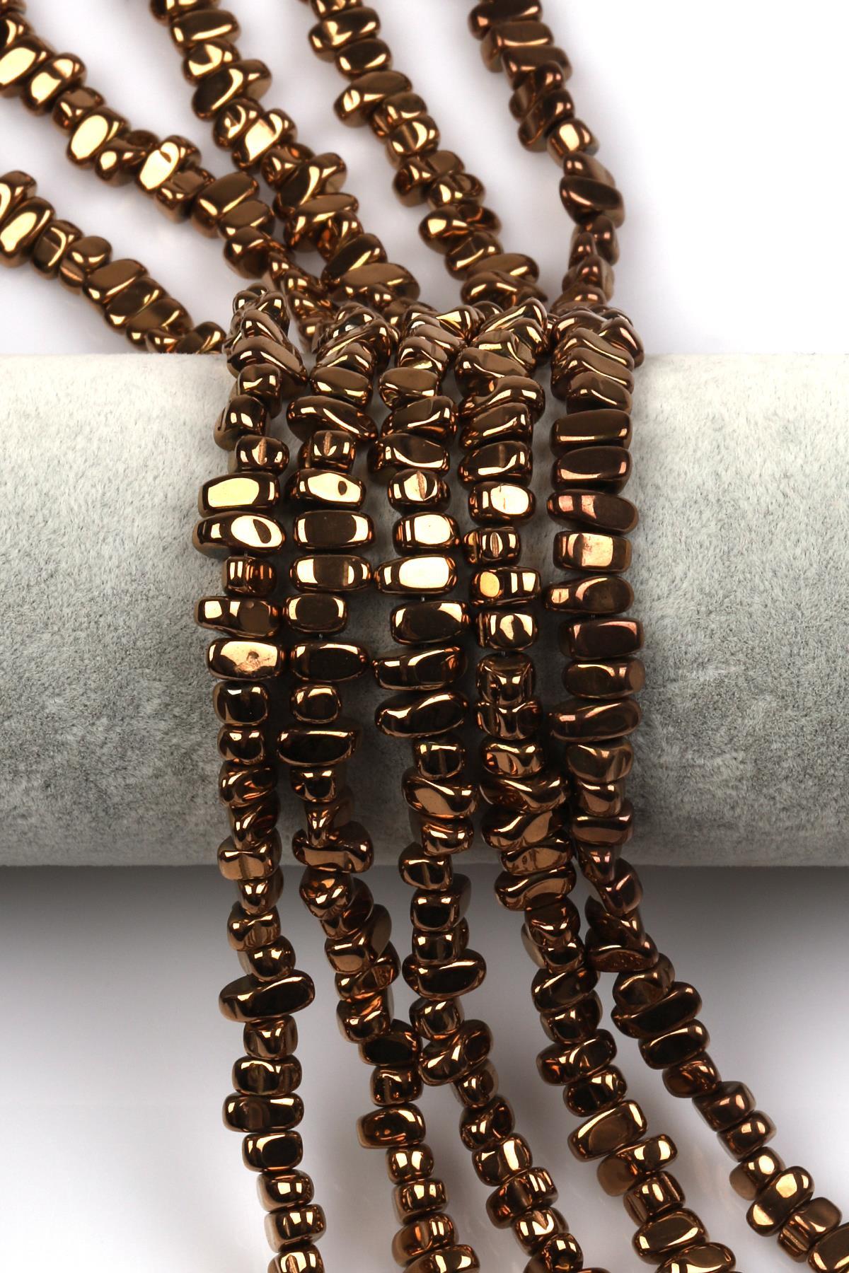 Bakır Renkli Hematit Dizi 4 x 8 mm Kırık Model Kesim