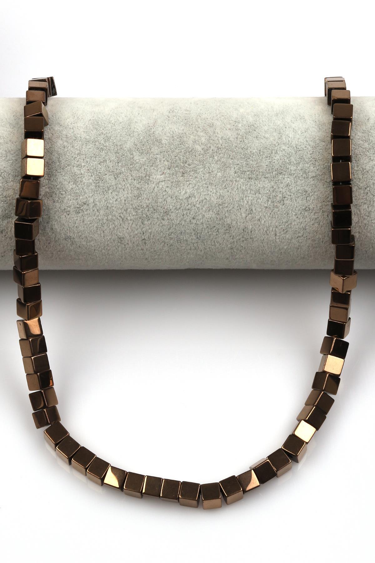 Bakır Renkli Hematit Dizi 5 x 6 mm Küp Kesim