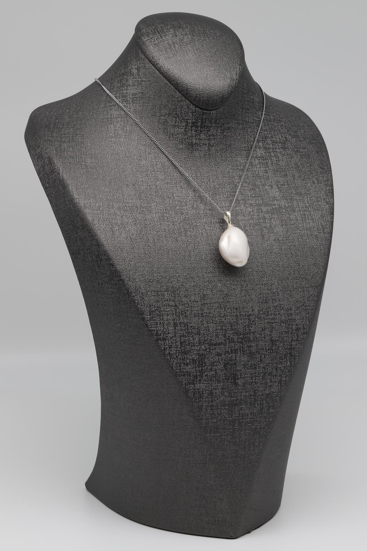 Barok İnci Doğal Taş 925 Ayar Gümüş Kolye