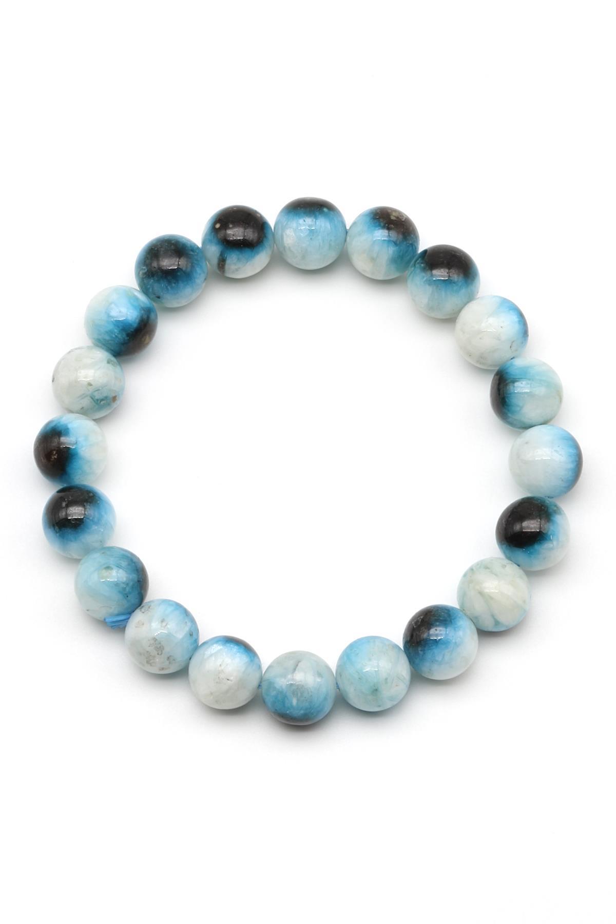 Blue Ice Glaserit Doğal Taş Bileklik 10 mm Küre Kesim