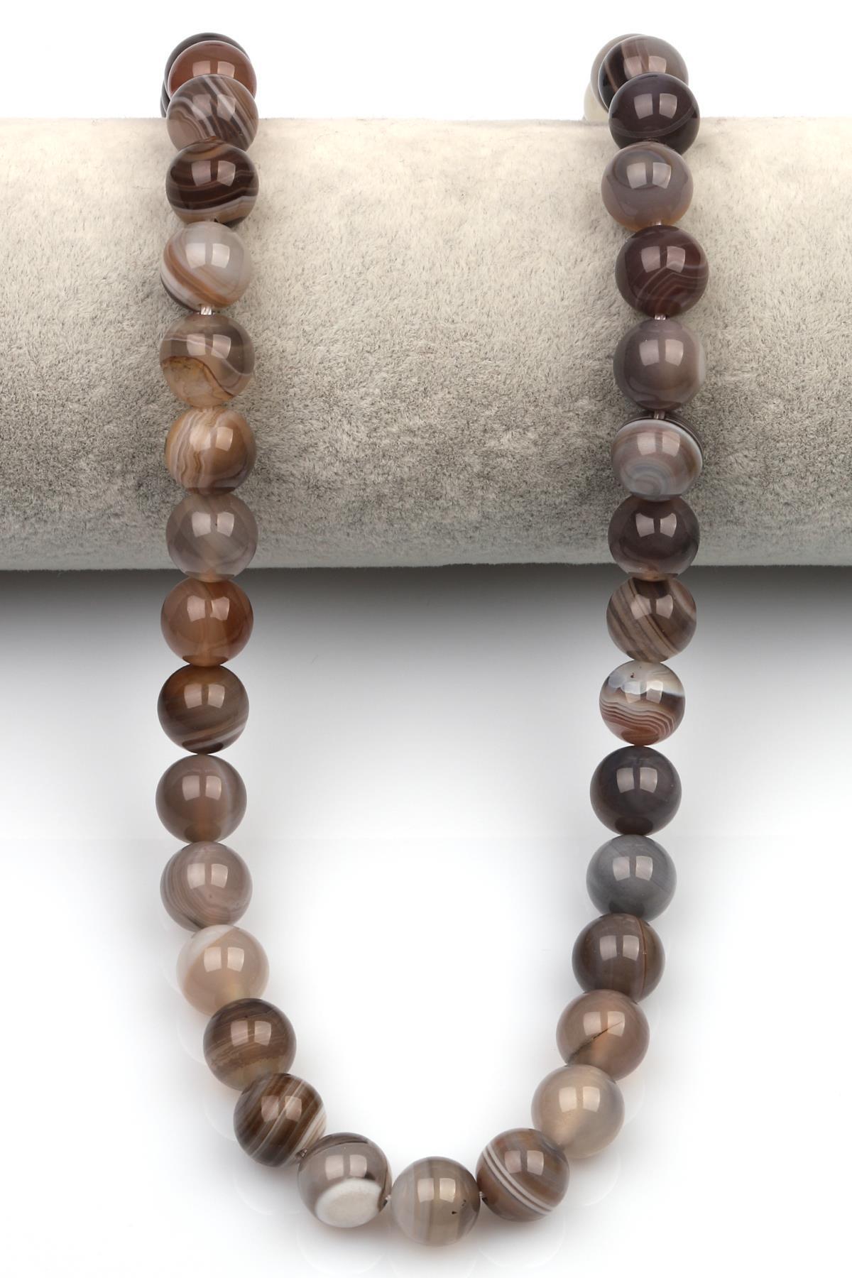 Botswana Akik Doğal Taş Dizi 10 mm Küre Kesim