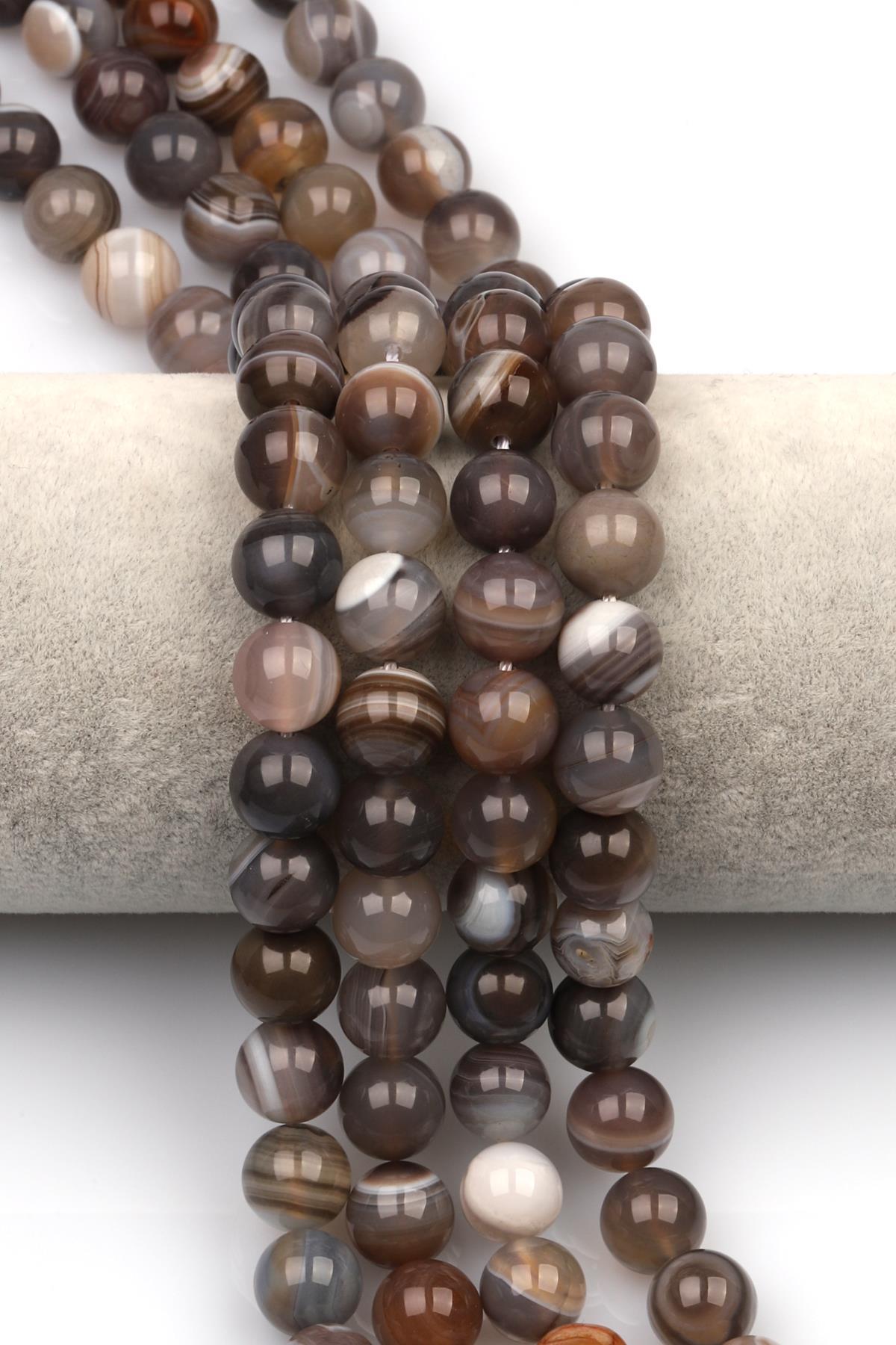 Botswana Akik Doğal Taş Dizi 10 mm Küre Kesim