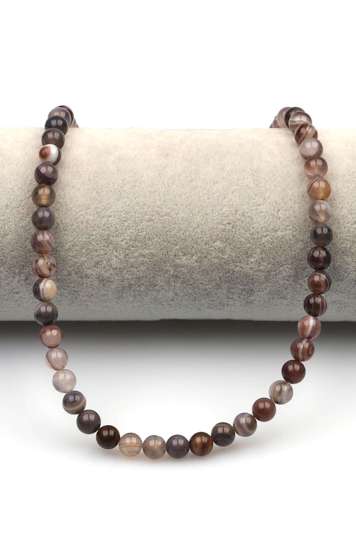 Botswana Akik Doğal Taş Dizi 6 mm Küre Kesim