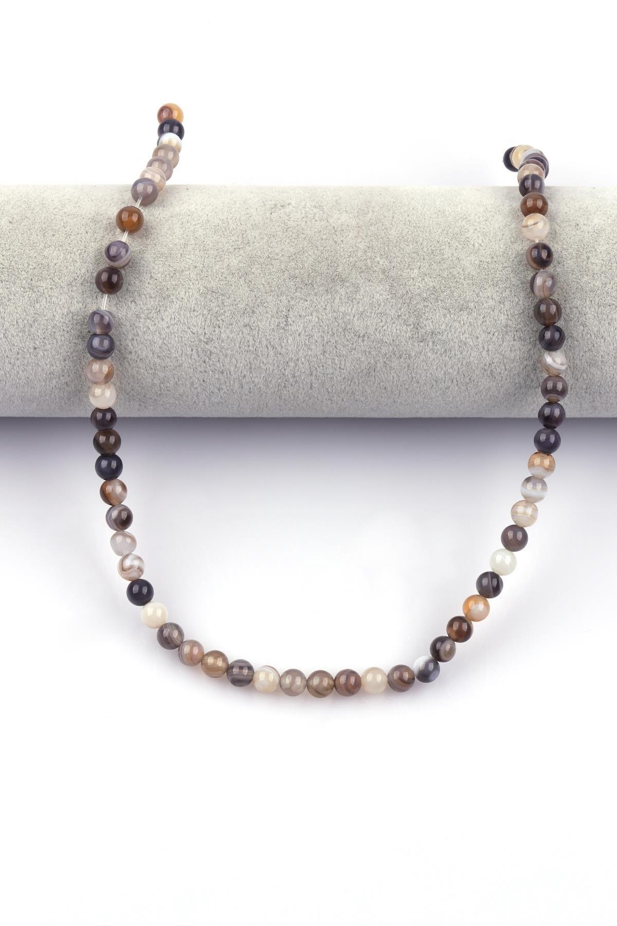 Botswana Akik Doğal Taş Dizi 6 mm Küre Kesim