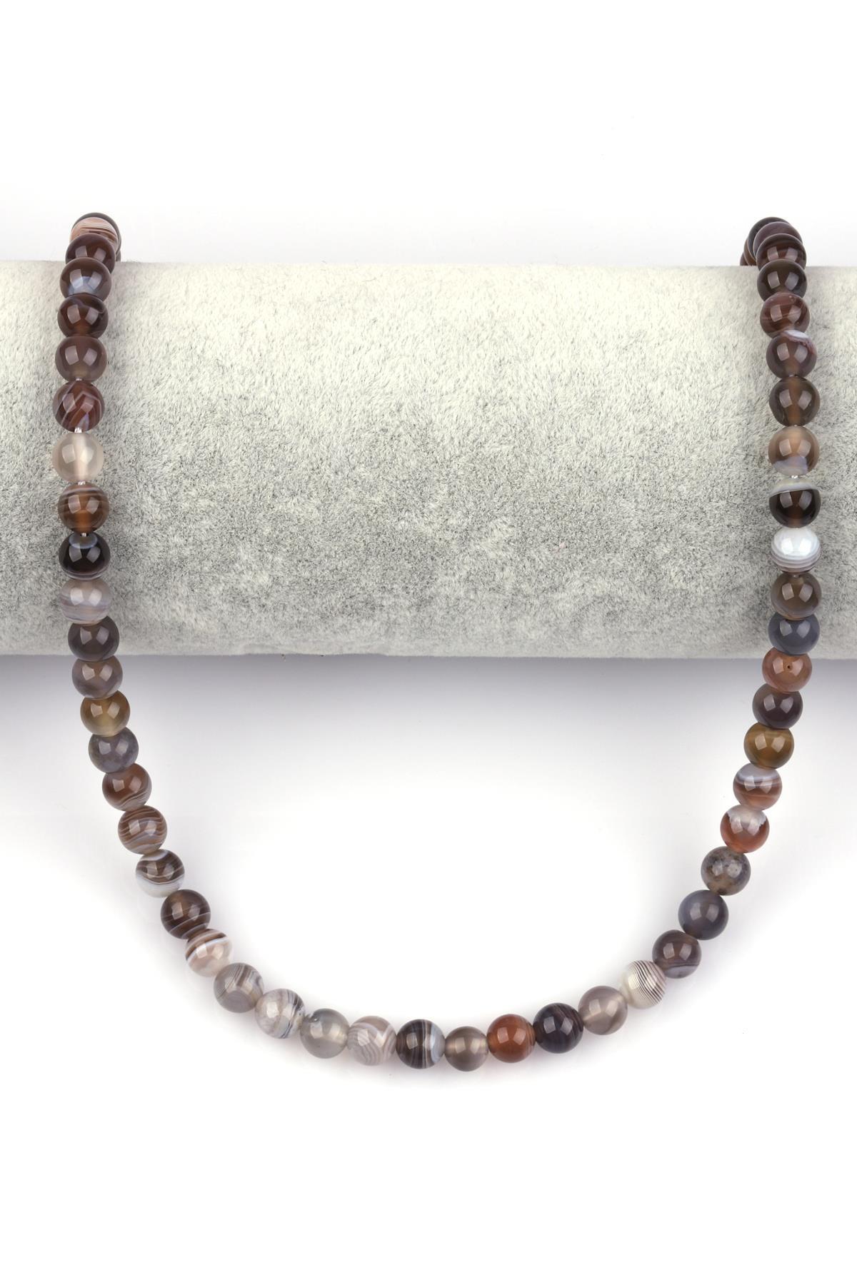 Botswana Akik Doğal Taş Dizi 6 mm Küre Kesim