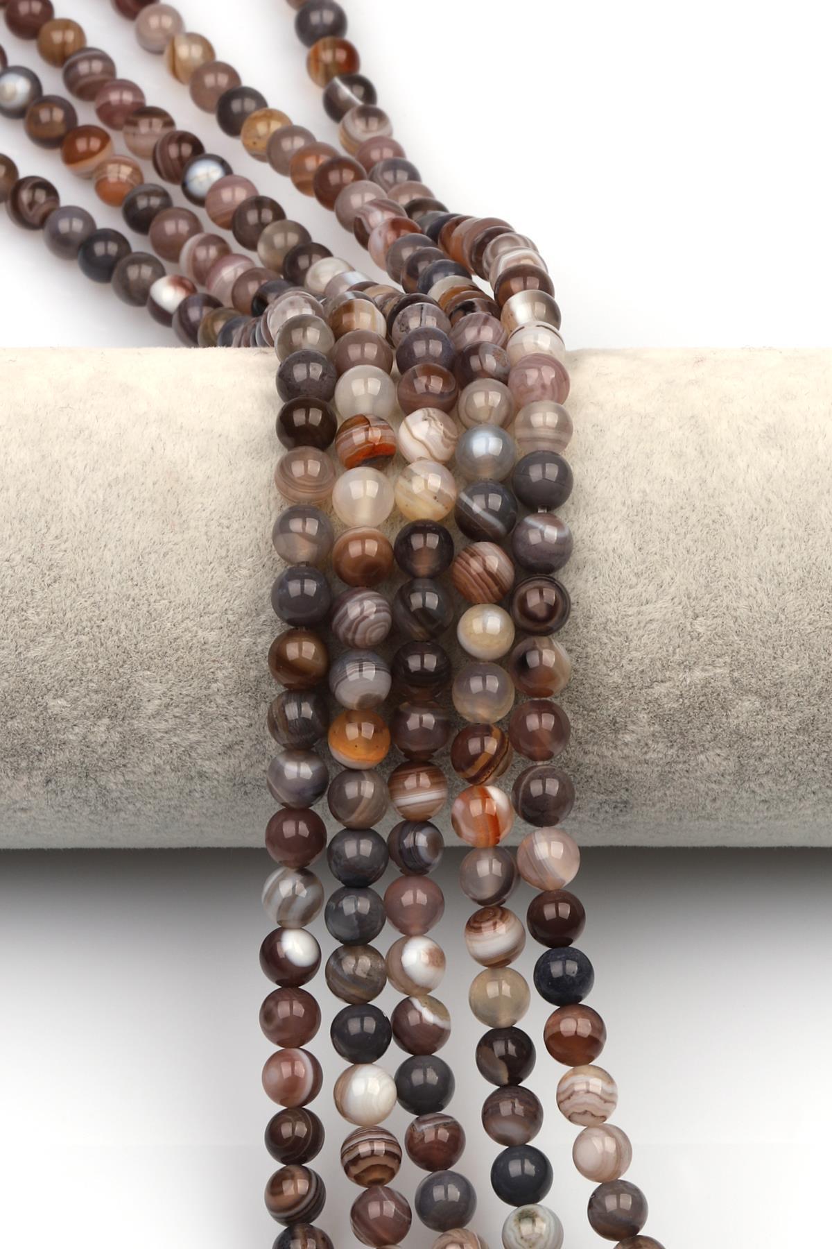 Botswana Akik Doğal Taş Dizi 6 mm Küre Kesim