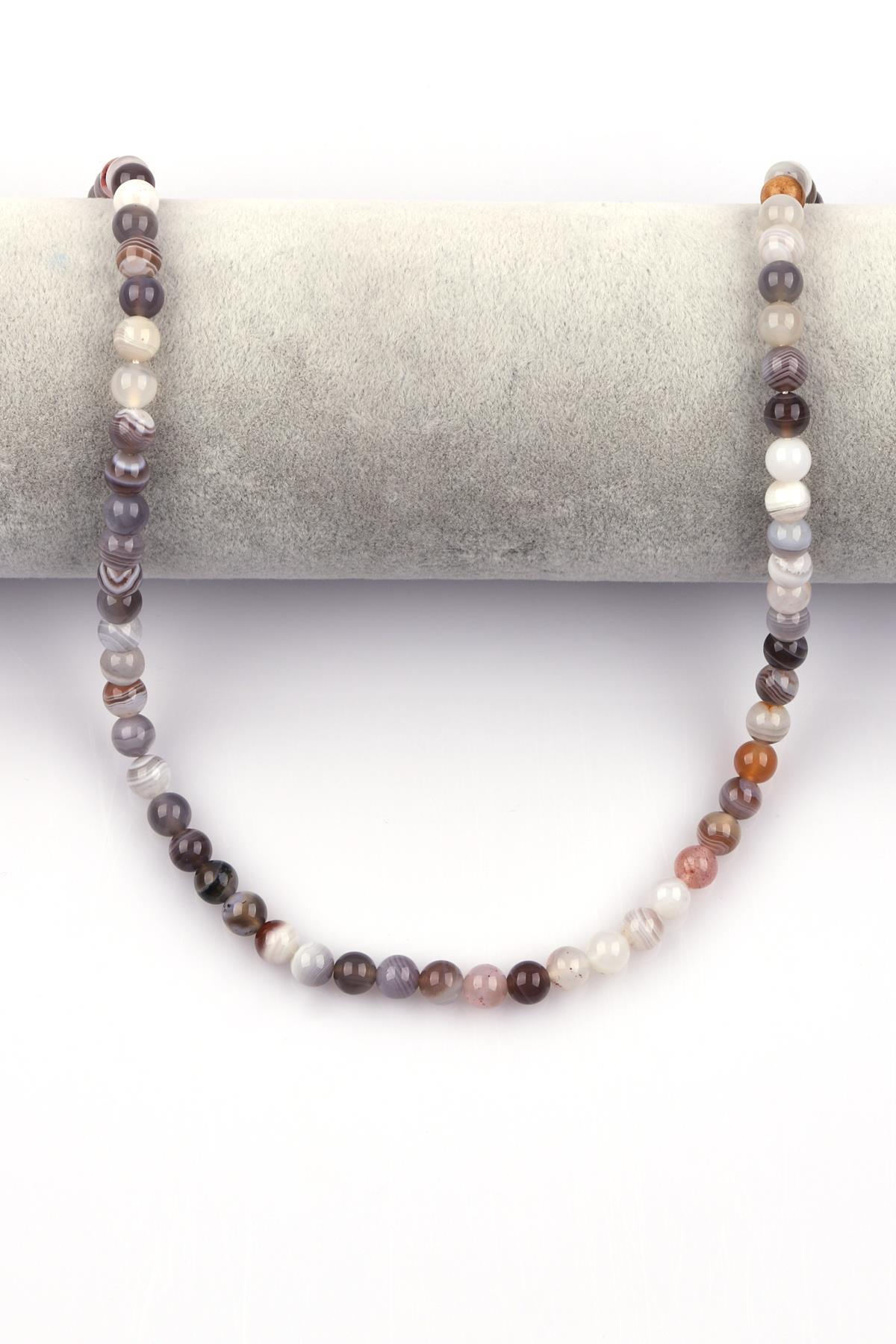 Botswana Akik Doğal Taş Dizi 6 mm Küre Kesim