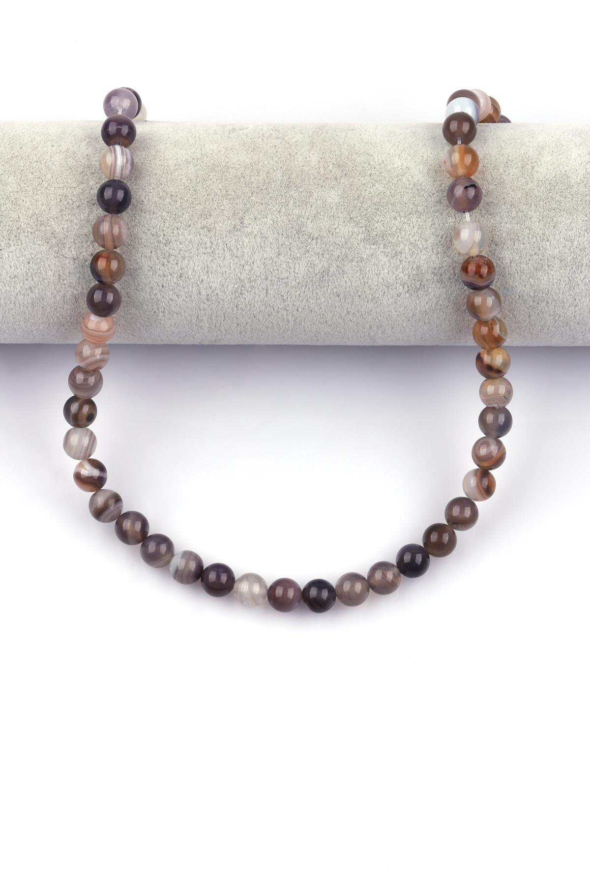 Botswana Akik Doğal Taş Dizi 8 mm Küre Kesim