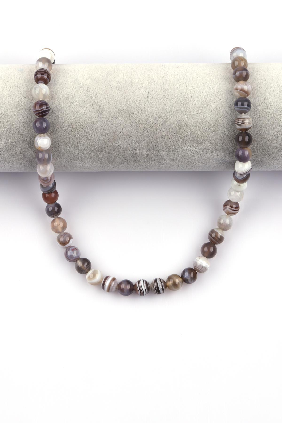 Botswana Akik Doğal Taş Dizi 8 mm Küre Kesim