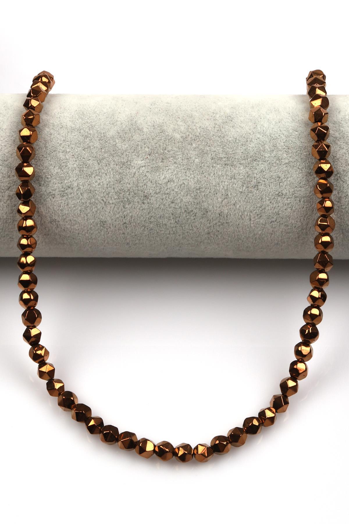 Bronz Renkli Hematit Dizi 5 x 6 mm Burgulu Kesim