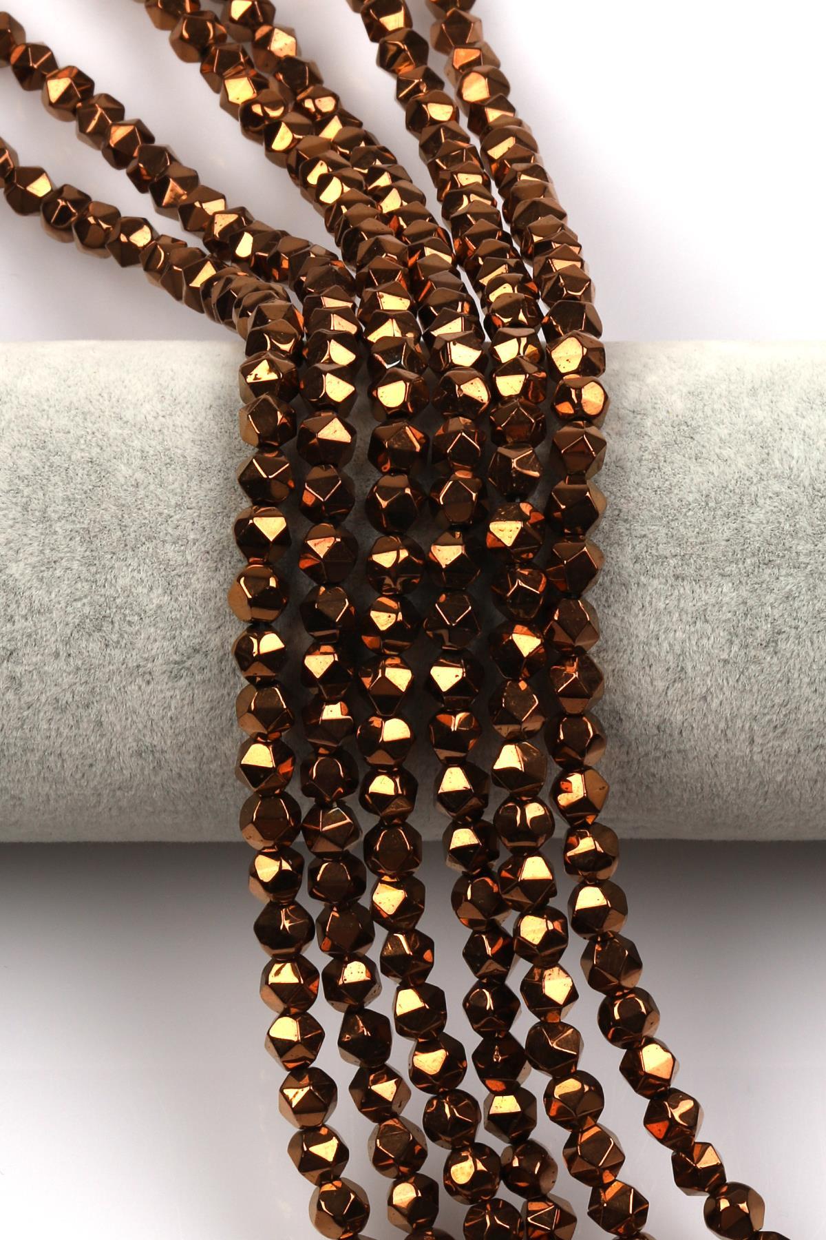 Bronz Renkli Hematit Dizi 5 x 6 mm Burgulu Kesim