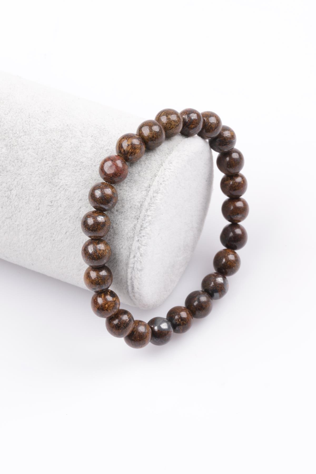 Bronzit Doğal Taş Bileklik 8 mm Küre Kesim