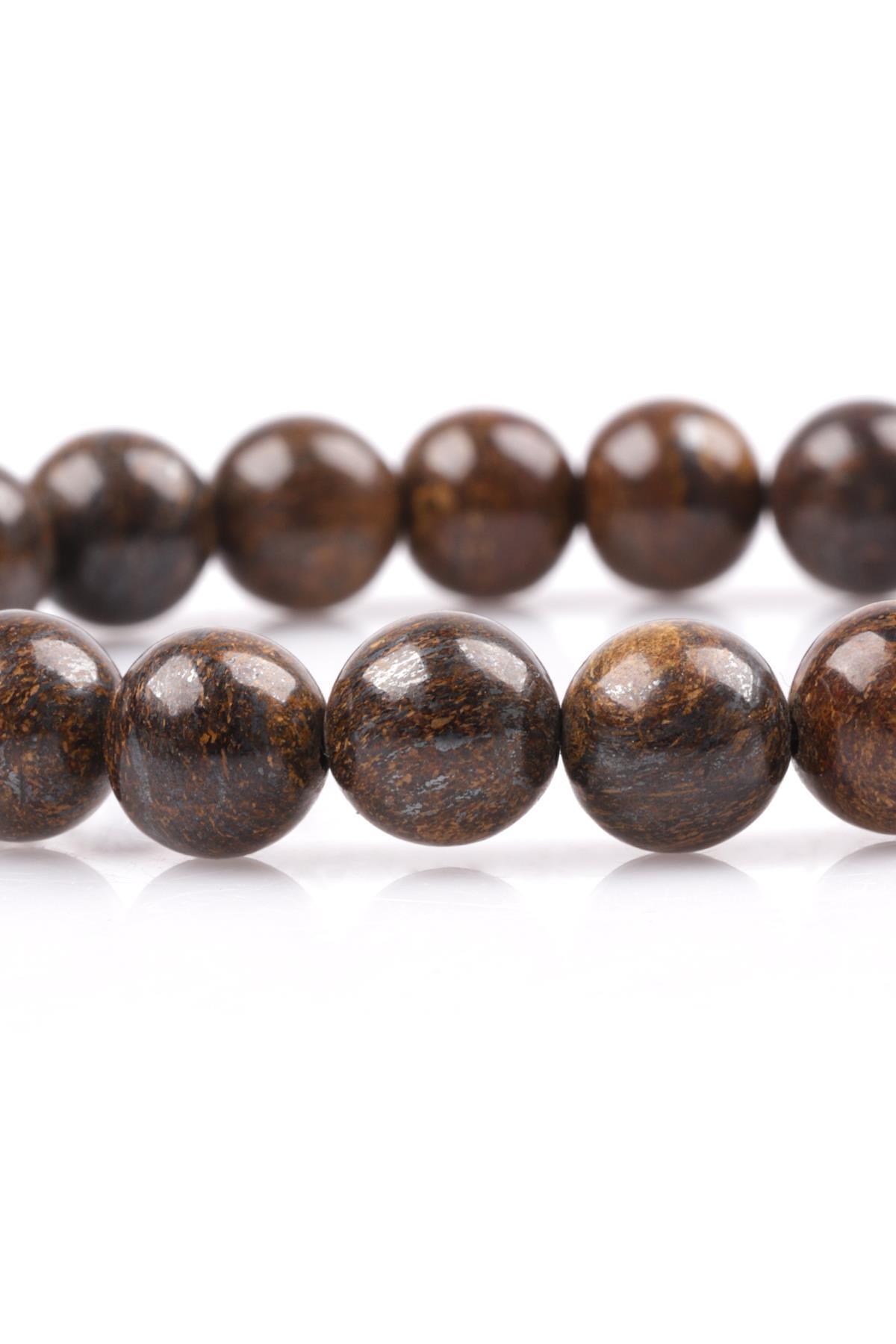 Bronzit Doğal Taş Bileklik 8 mm Küre Kesim