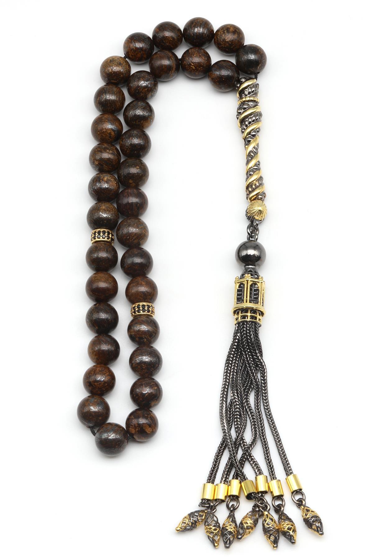 Bronzit Doğal Taş Tesbih 925 Ayar Gümüş 8 mm Küre Kesim