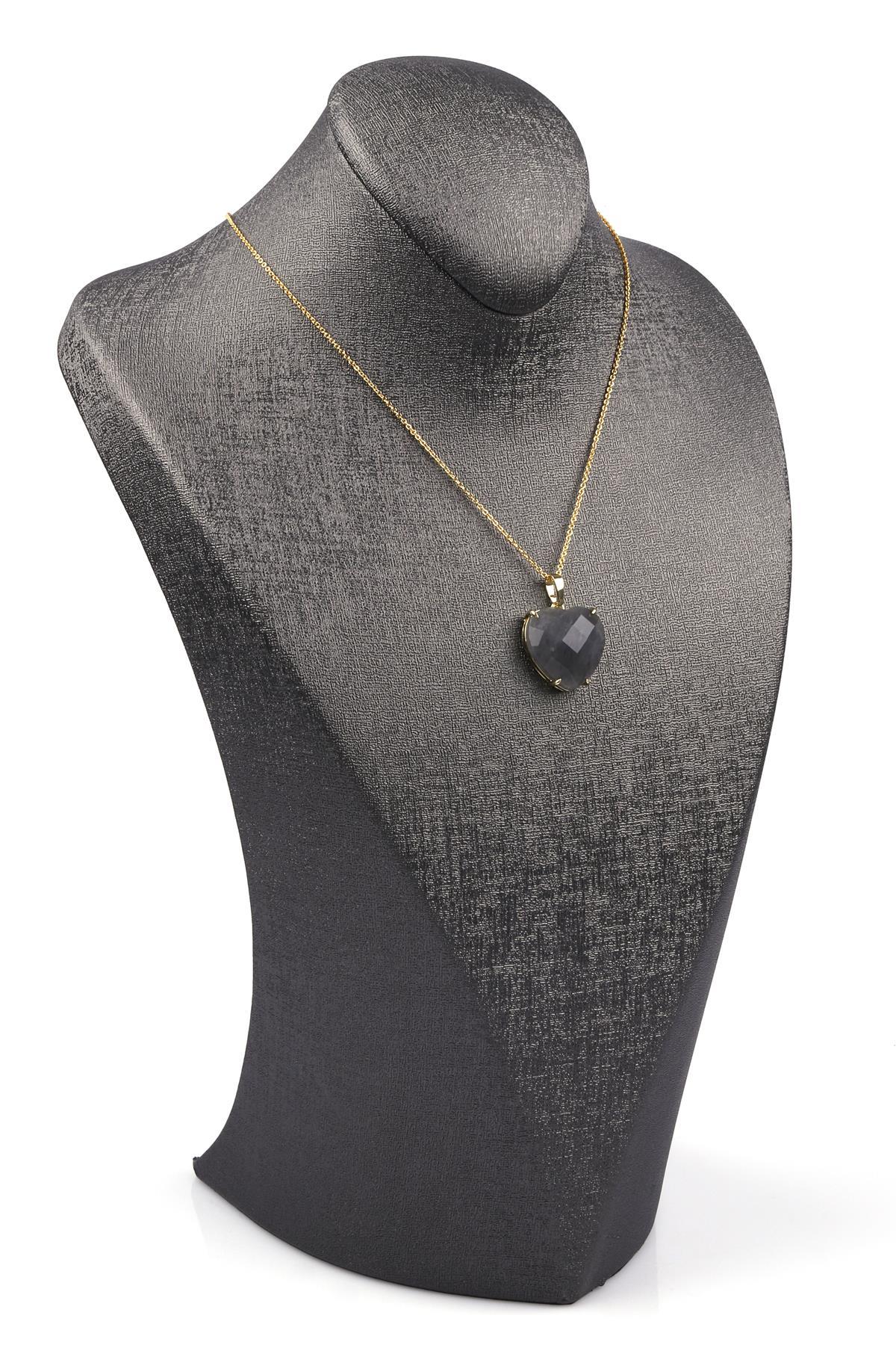 Bulutlu Kuvars Doğal Taş Gold Renkli Kolye