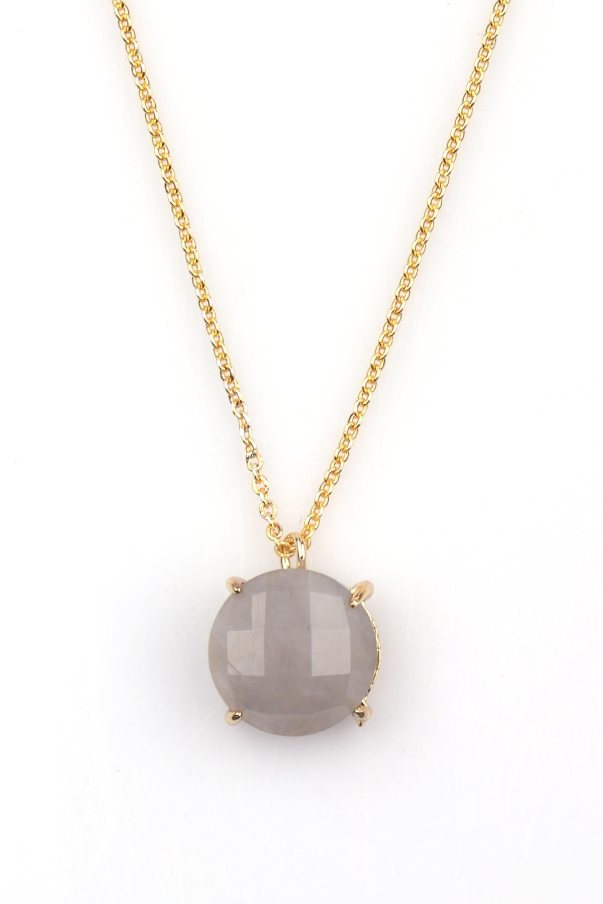 Bulutlu Kuvars Doğal Taş Gold Renkli Kolye